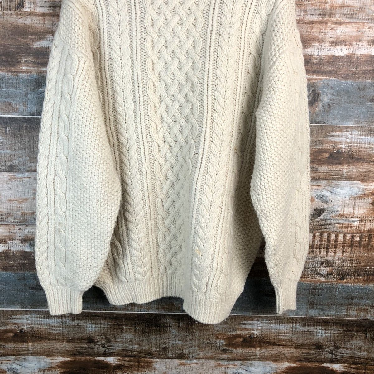 Japanese Brand Traders White Hand knit cable Knitwear #A2285 Size US L / EU 52-54 / 3 - 15 Thumbnail