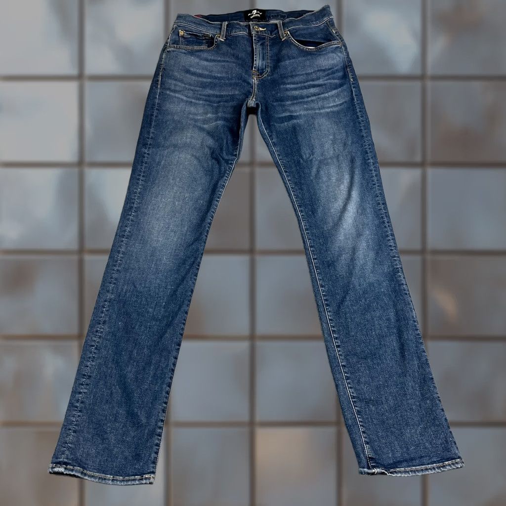 7 For All Mankind 7 For All Mankind Mens Jeans Slim Tapered 32 Dark Wash Blue Luxe Sport Denim 5-Pocket Size US 32 / EU 48 - 1 Thumbnail
