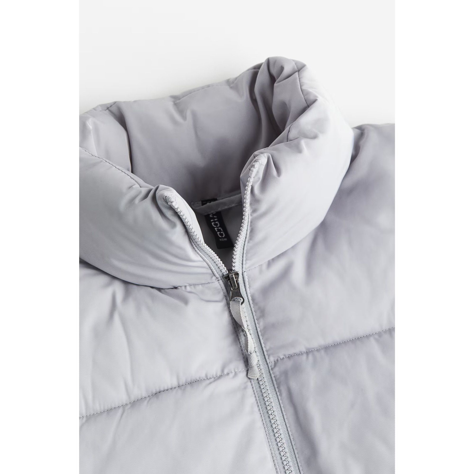 H&M H&M Light Gray Cropped Puffer Jacket With Stand-Up Collar Size XXS / US 00 / IT 34 - 2 Thumbnail