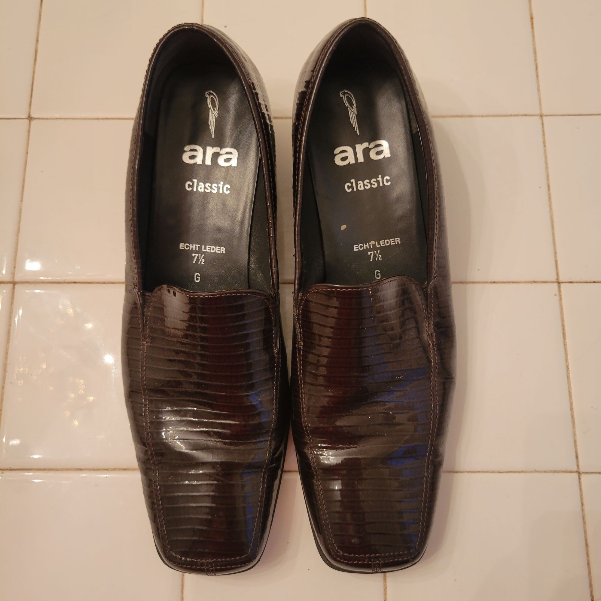Vintage Ara Classic Echt Leder Brown Leather Heeled Loafers 7.5G Ge Size US 10 / IT 40 - 2 Thumbnail