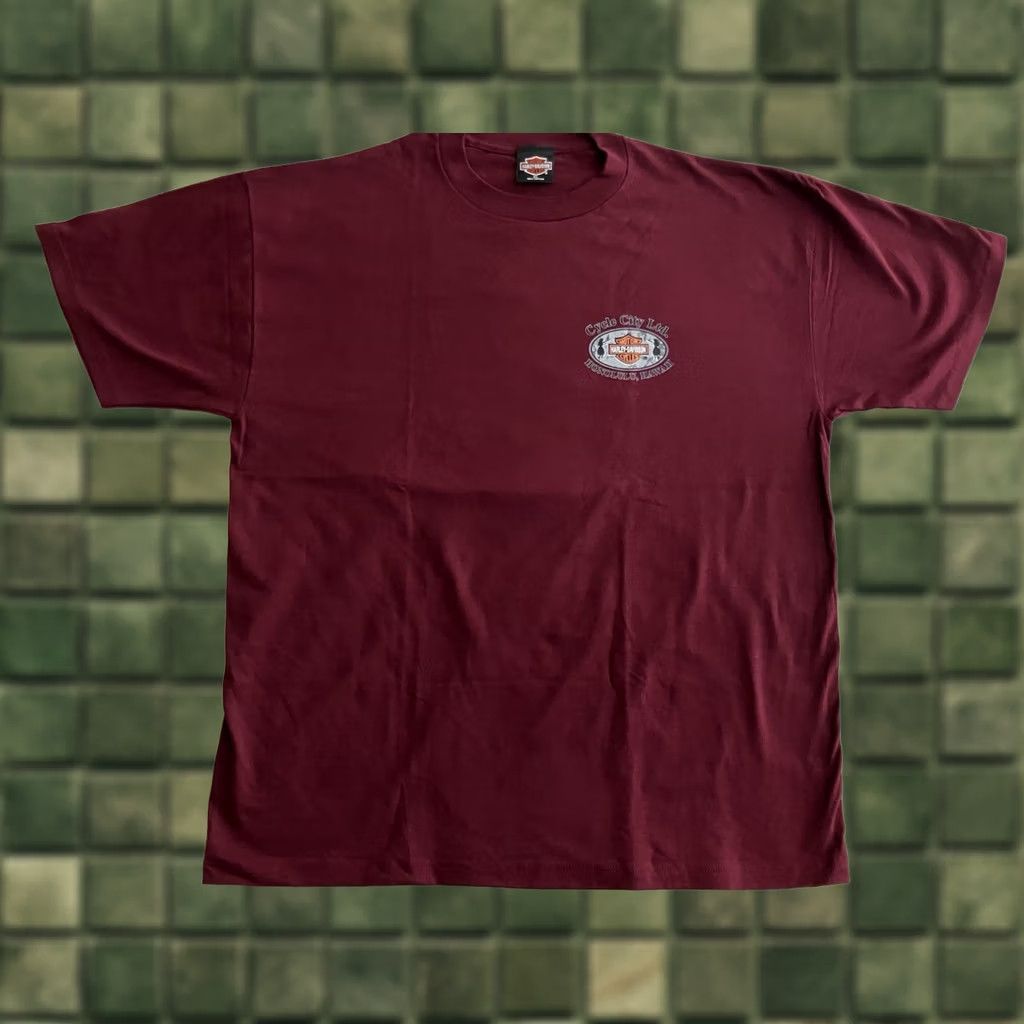 Harley Davidson VINTAGE Harley-Davidson T-Shirt Logo Graphic 90s Mens Red XL Crew Neck Short Sleeve Hawaiian City Cycle Honolulu USA Hawaii Aloha American Palm Size US XL / EU 56 / 4 - 1 Thumbnail