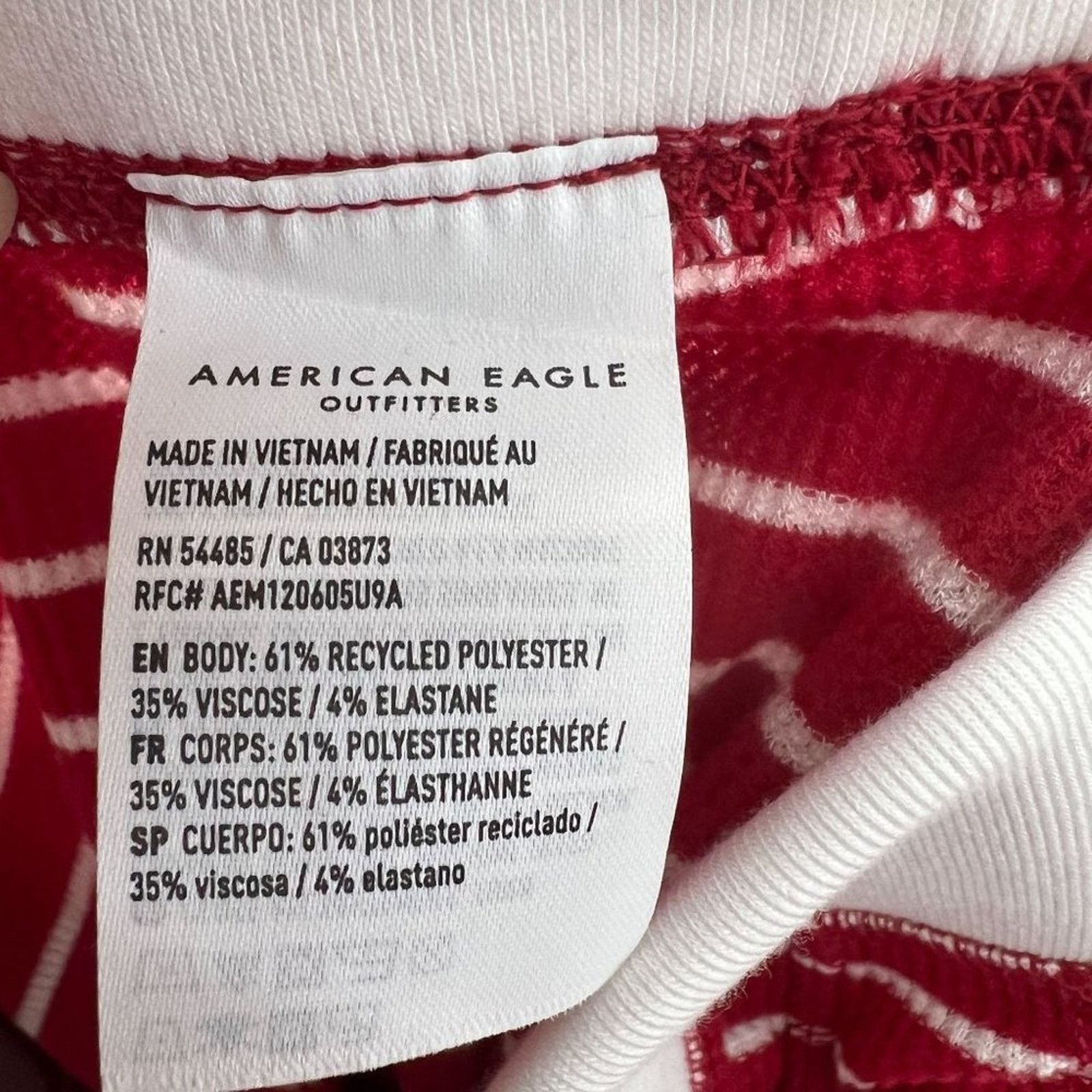 American Eagle Outfitters American Eagle Red White Stripe 2 Piece Thermal Pajama Set L Size ONE SIZE - 4 Thumbnail