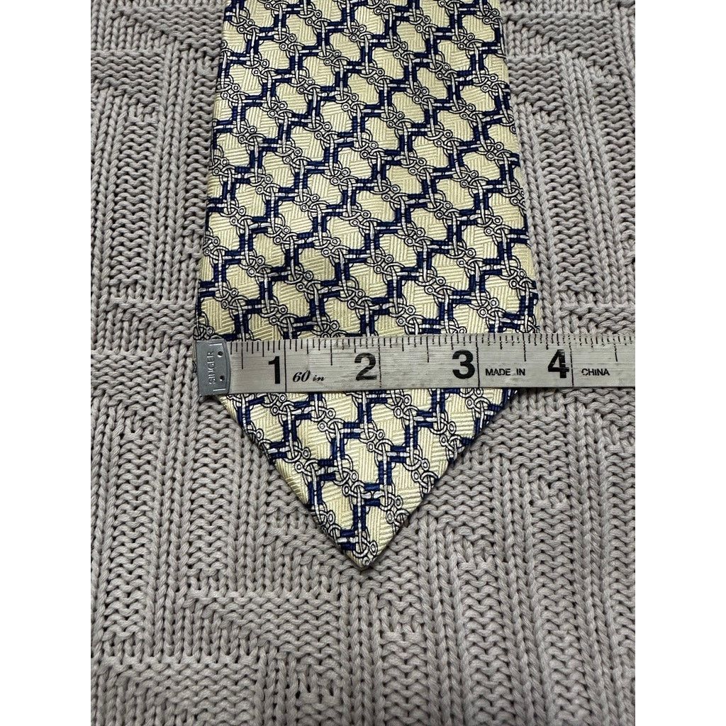 Vintage Vintage Henri Christian cream geometric print silk tie Size ONE SIZE - 5 Thumbnail