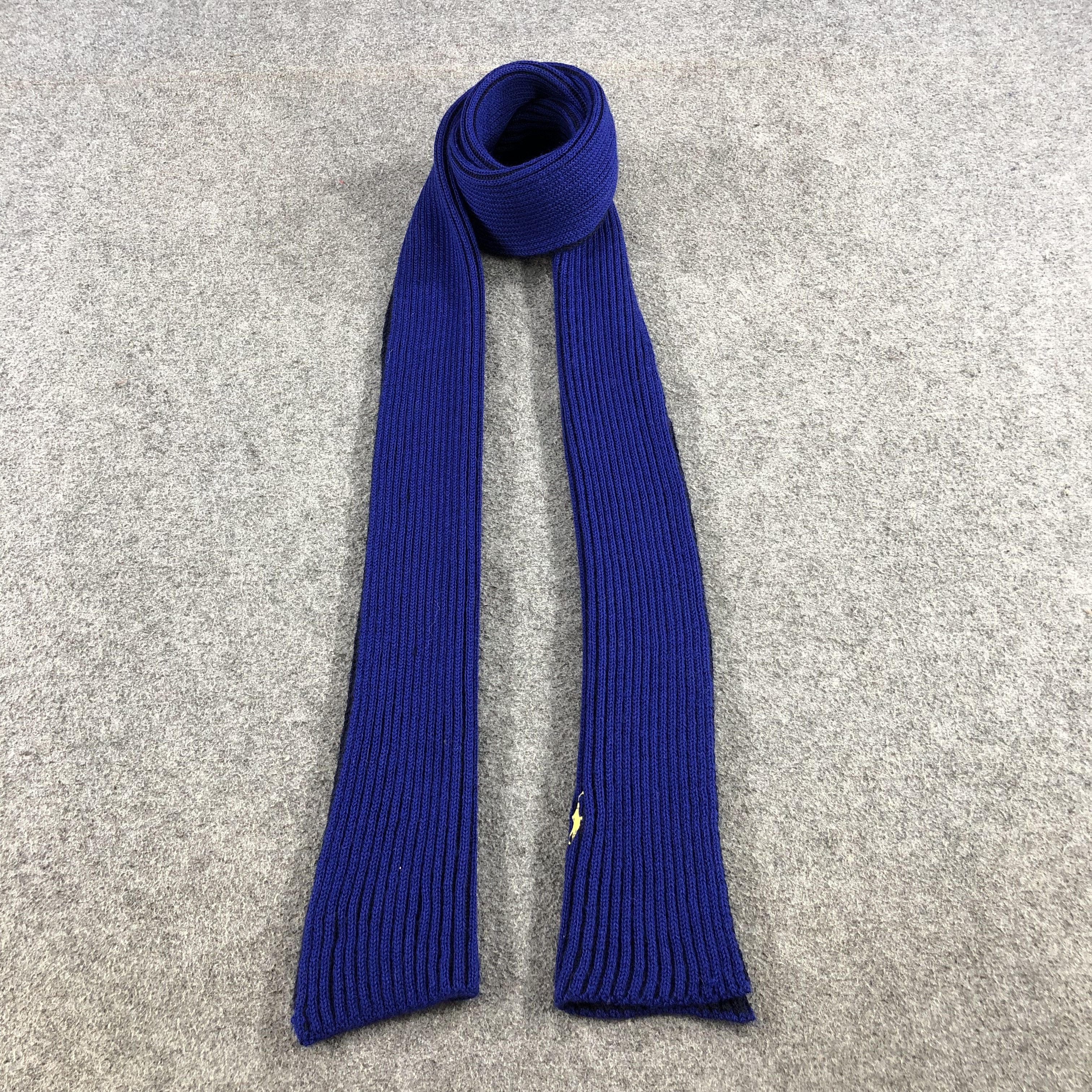 Polo Ralph Lauren Polo Ralph Lauren Blue Ribbed Wool Scarf Muffler V634 Size ONE SIZE - 1 Thumbnail