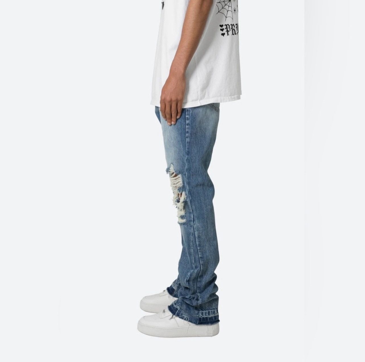 MNML MNML Flare Blue Denim Jeans Distressed Size US 32 / EU 48 - 8 Thumbnail