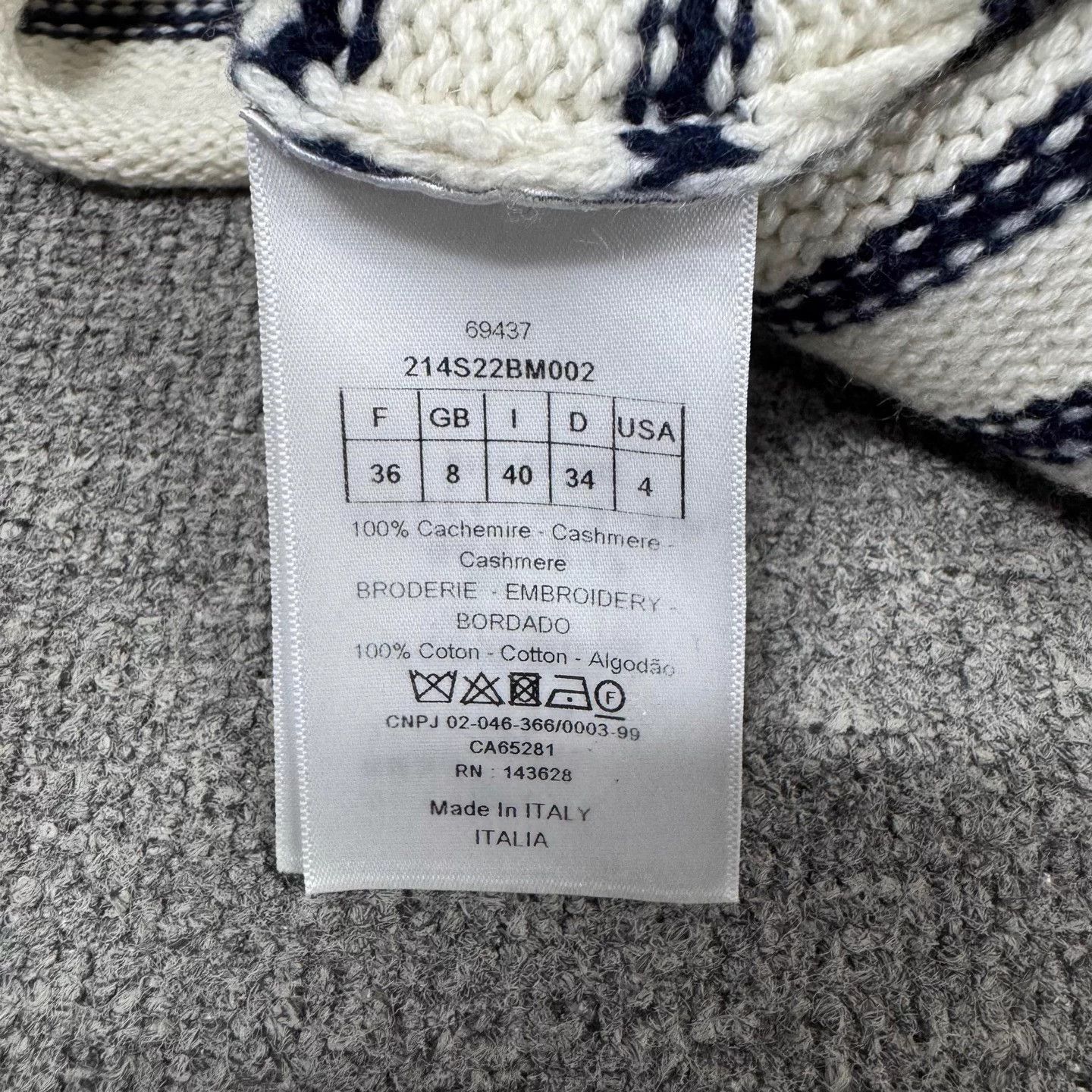 Dior Dior Anchor Embroidery Striped Cashmere 36 99New Size XS / US 0-2 / IT 36-38 - 8 Thumbnail