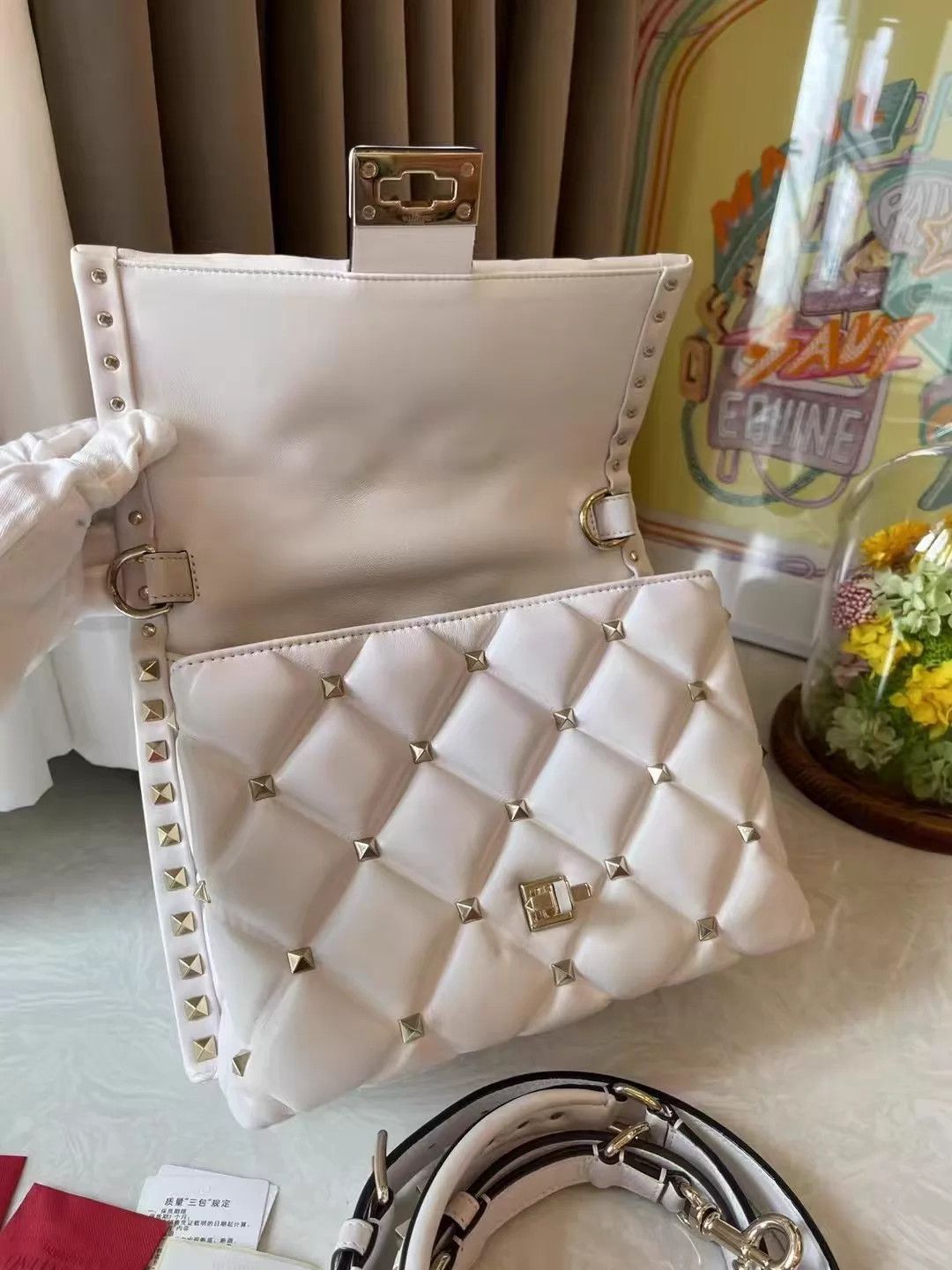 Valentino Valentino White Large Logo Rivet Crossbody 23x18x13 Good Size ONE SIZE - 8 Thumbnail