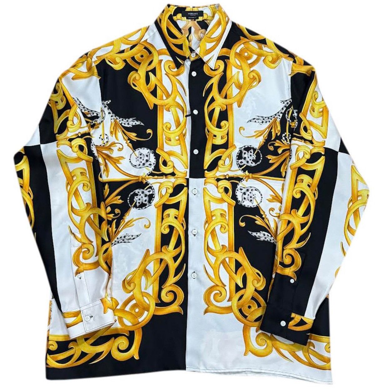 Versace Versace Barcoccodile Silk Shirt Black / Gold (Size 43) NWT Size US S / EU 44-46 / 1 - 1 Thumbnail