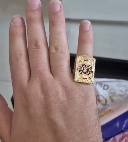Jewelry brass gambling theme ring (size 8-10) Size ONE SIZE - 6 Thumbnail
