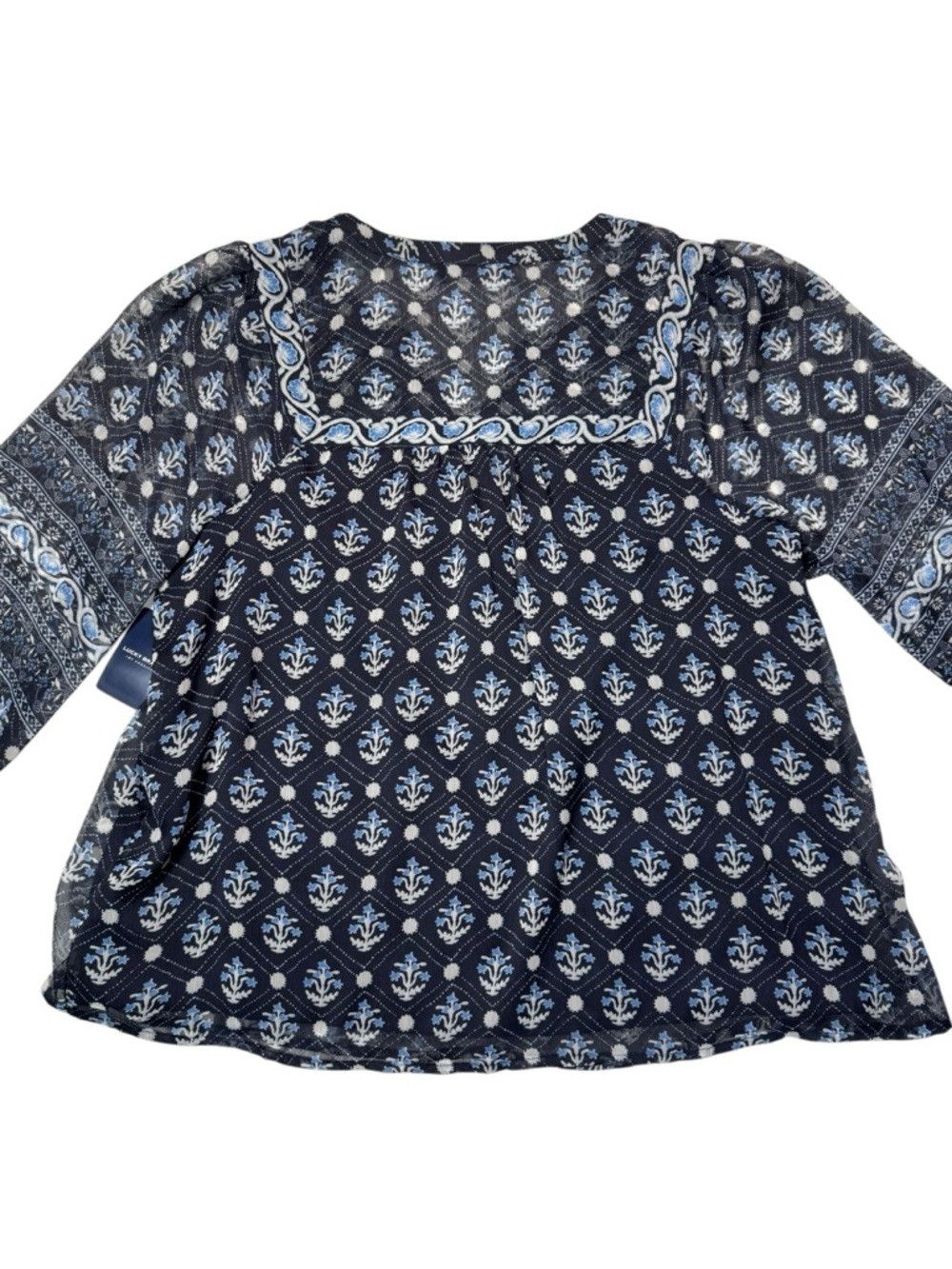 Lucky Brand NWT New $89 Lucky Brand Long Sleeves Notch Neck Border Prin Size L / US 10 / IT 46 - 3 Thumbnail