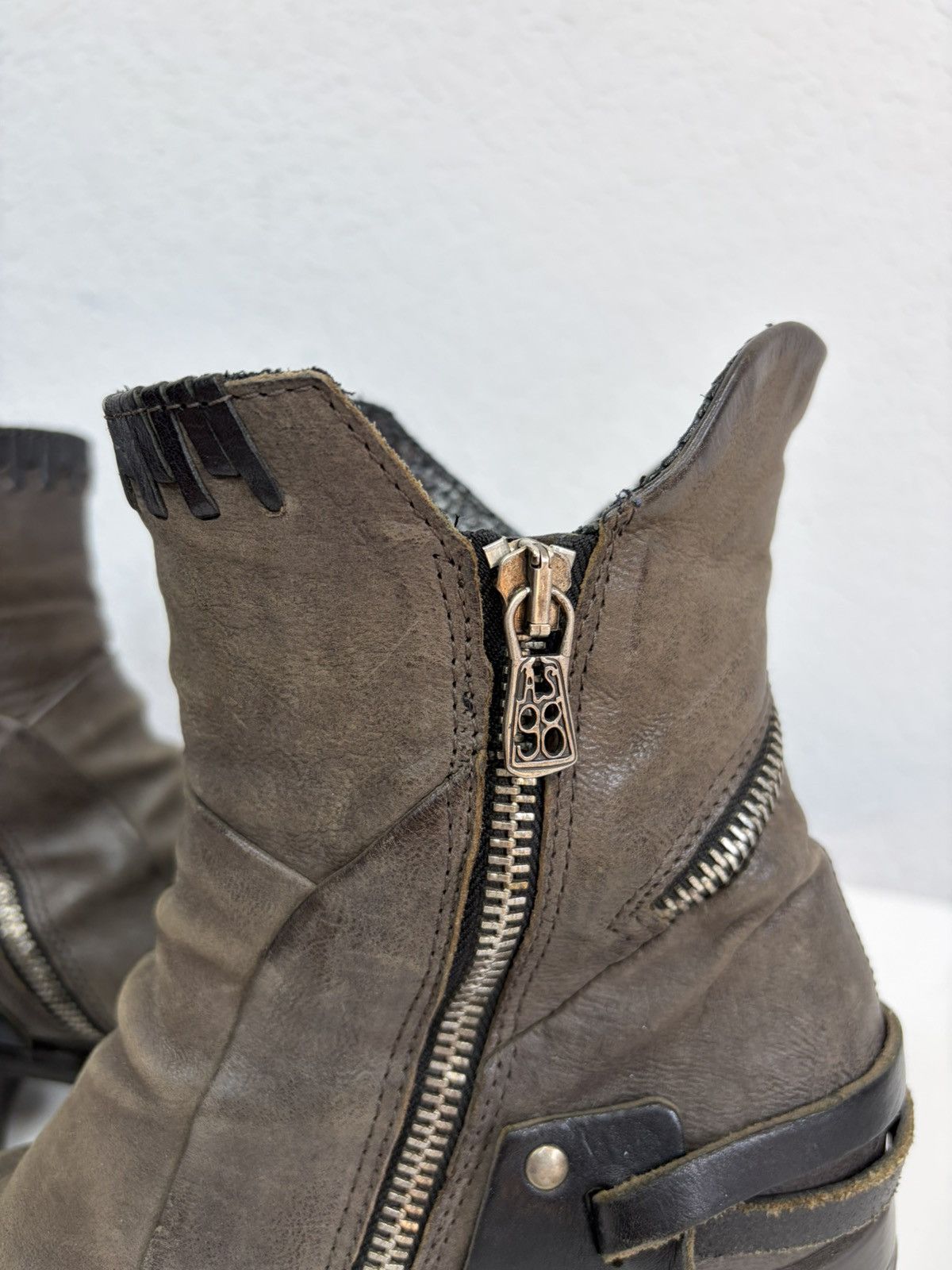 If Six Was Nine AS 98 Vibe Artisan Black Leather Side Zip Ankle Biker Boots Size US 5 / EU 37 - 10 Thumbnail