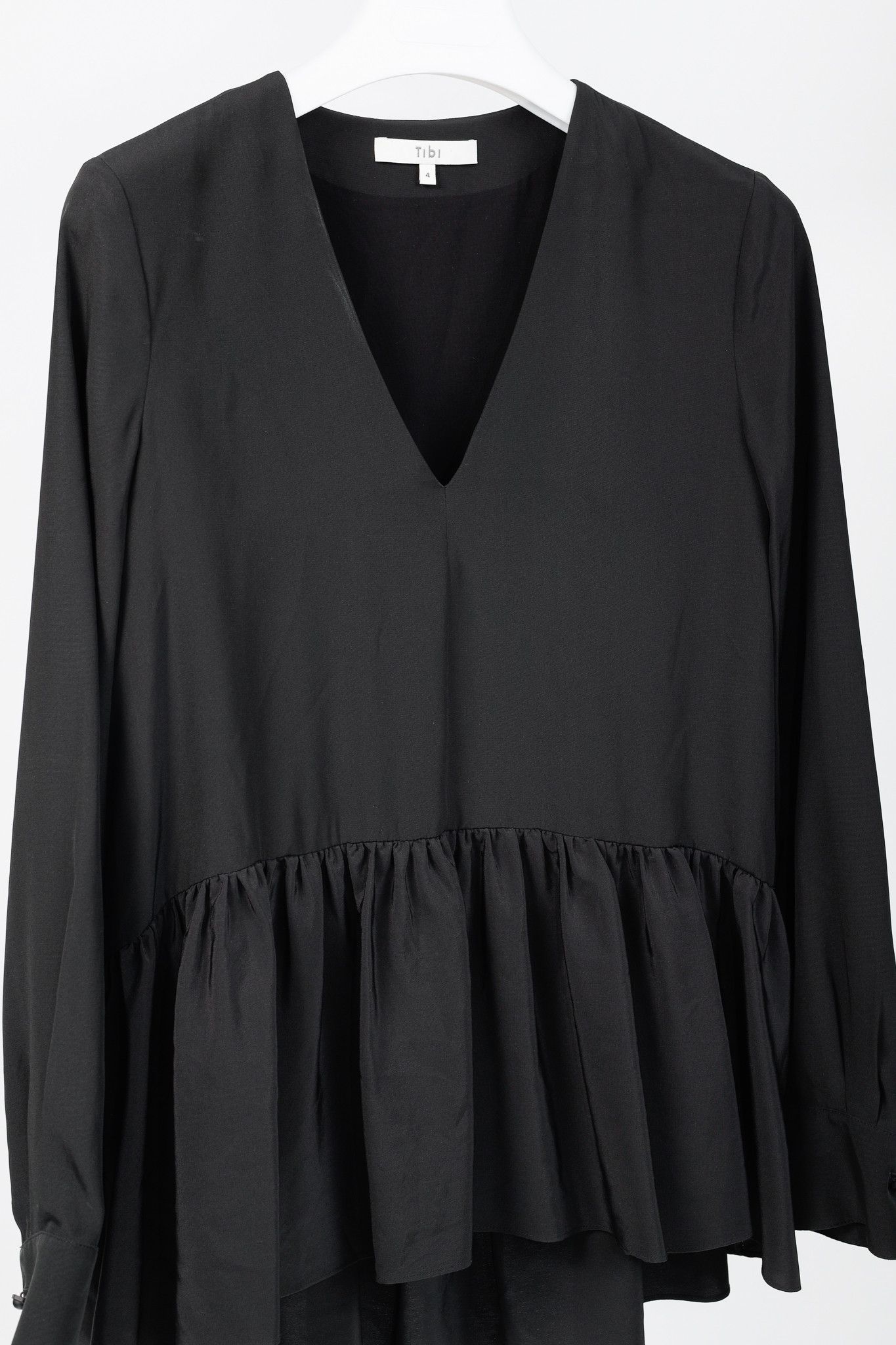 Tibi Tibi Black Silk CDC Peplum Top Size S / US 4 / IT 40 - 3 Thumbnail