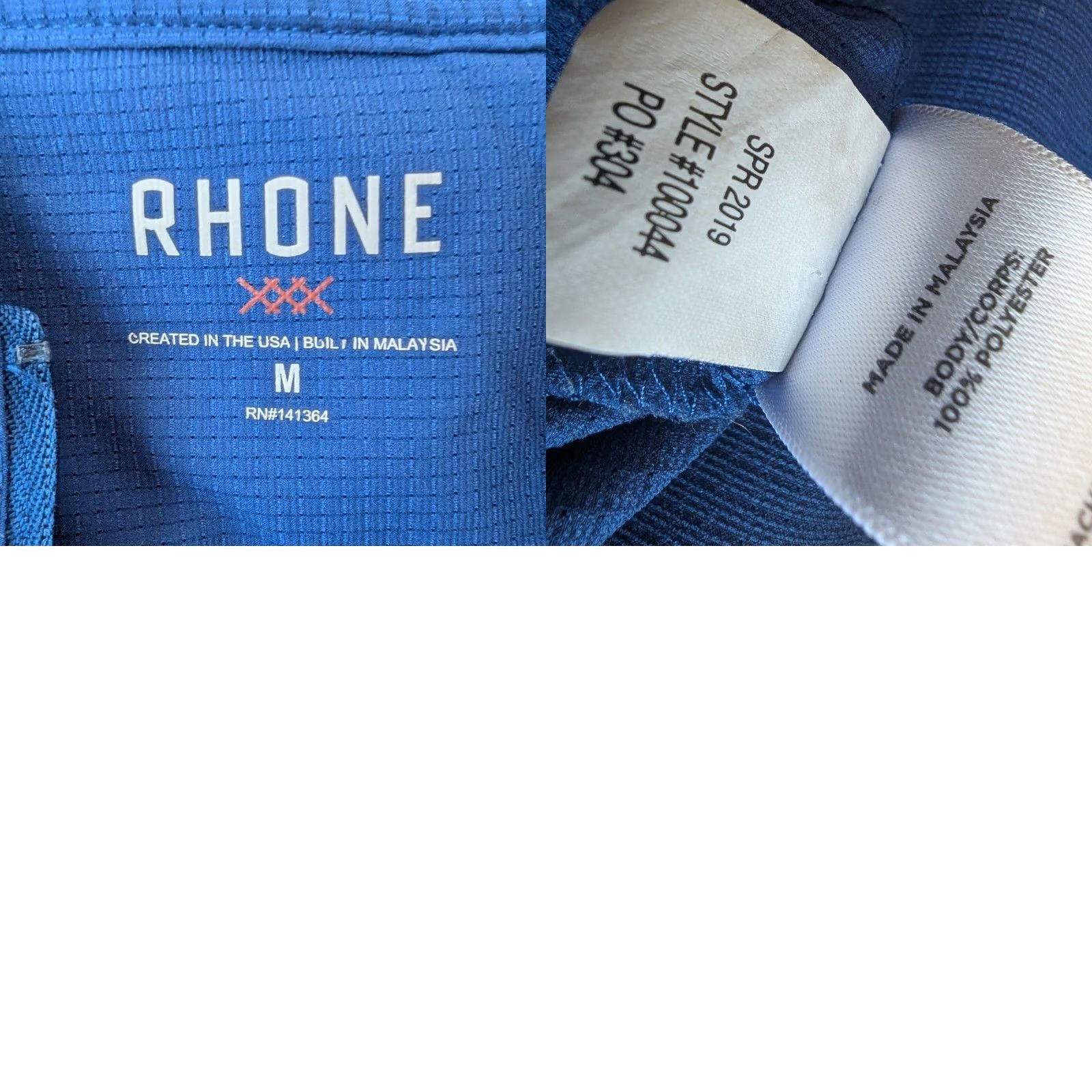 Rhone Rhone Mens Blue Quarter Zip Pullover Performance Activewear M Size US M / EU 48-50 / 2 - 8 Thumbnail