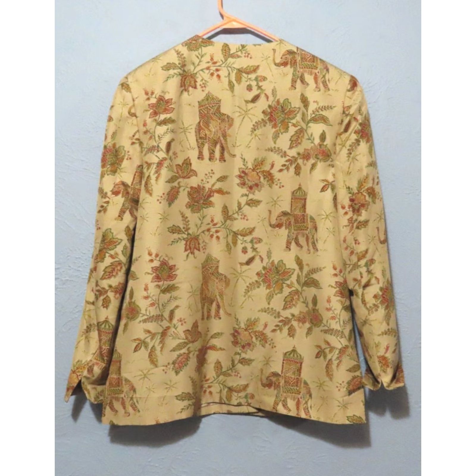 Talbots Talbots Blazer Dress Jacket Women 10 Silk Brown Elephant Floral Long Sleeve Button Lined SMALL? Size L / US 10 / IT 46 - 7 Thumbnail