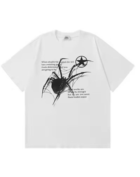 Japanese Brand Streetwear Y2K Vintage Spider Star Print Washed T-Shirt Punk Size US M / EU 48-50 / 2 - 2 Thumbnail