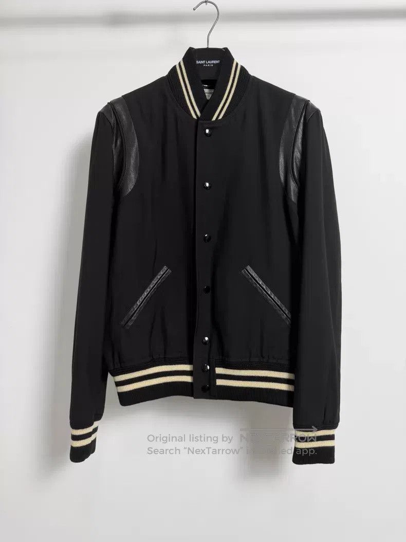 Saint Laurent Paris Saint Laurent Paris Black武士 Patchwork Baseball Jacket Size US M / EU 48-50 / 2 - 1 Thumbnail
