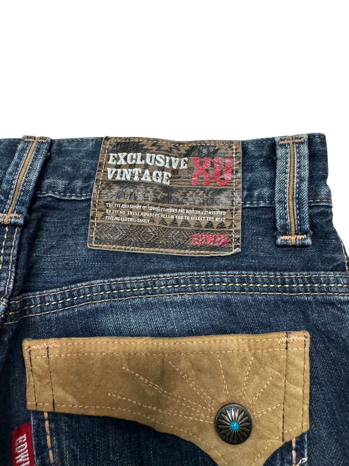 Edwin ⚡️FLARED⚡️VINTAGE EDWIN WHISKER SICK WATER SPLASHING DENIM Size US 31 - 12 Thumbnail