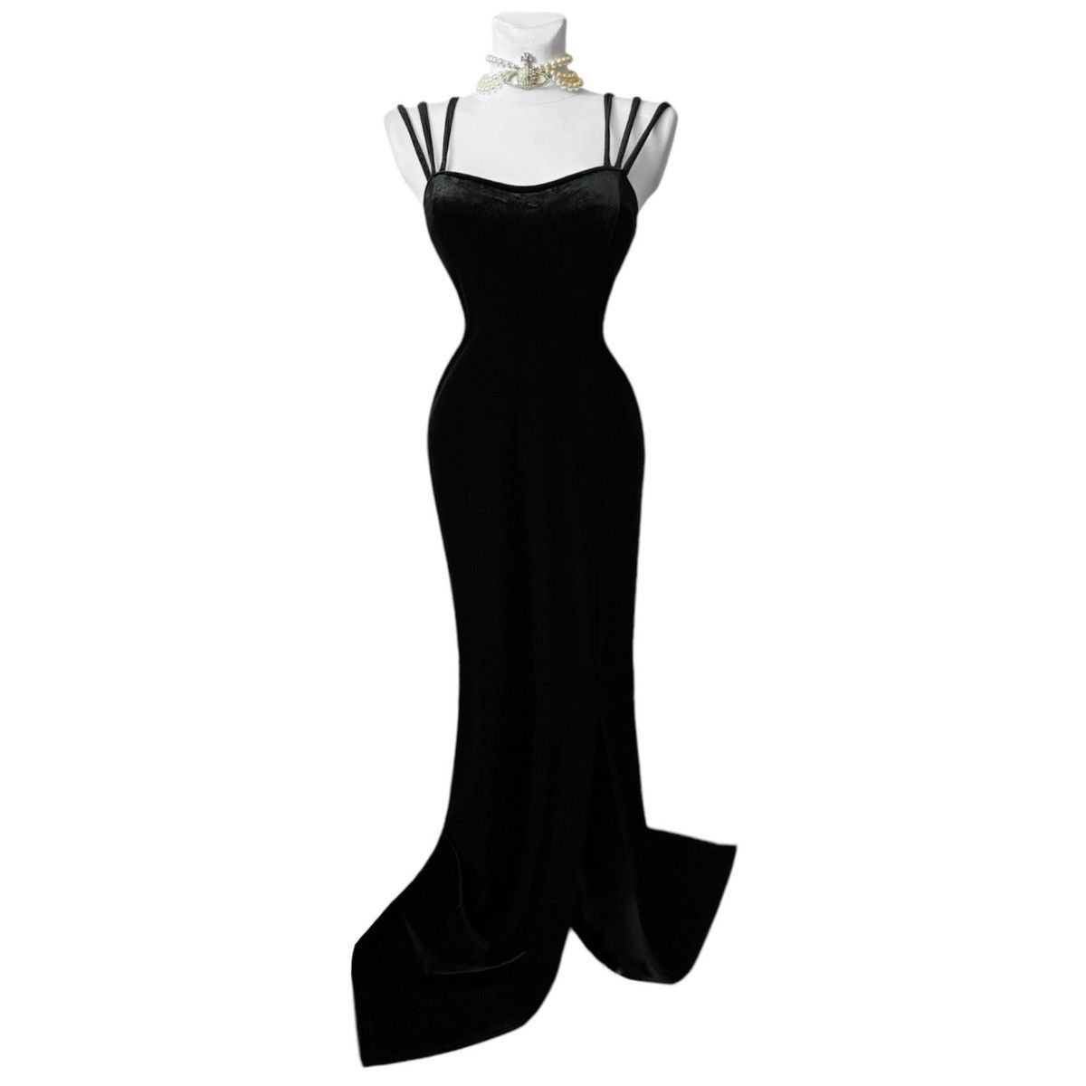 Vintage Vintage beautiful and elegant classic velvet maxi dress Size M / US 6-8 / IT 42-44 - 1 Thumbnail