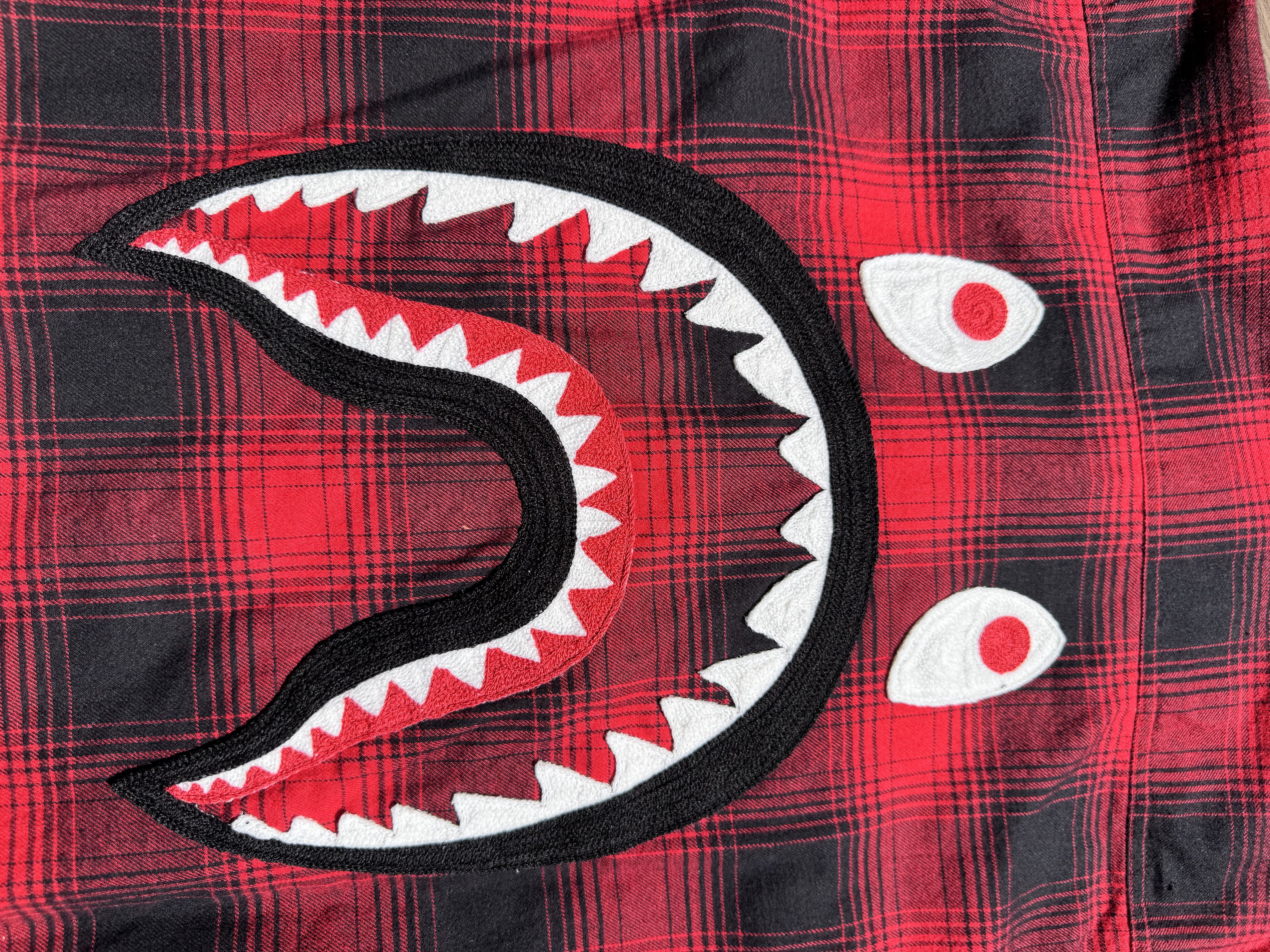 Bape a bathing ape check shark relaxed fit flannel shirt Size US M / EU 48-50 / 2 - 7 Thumbnail