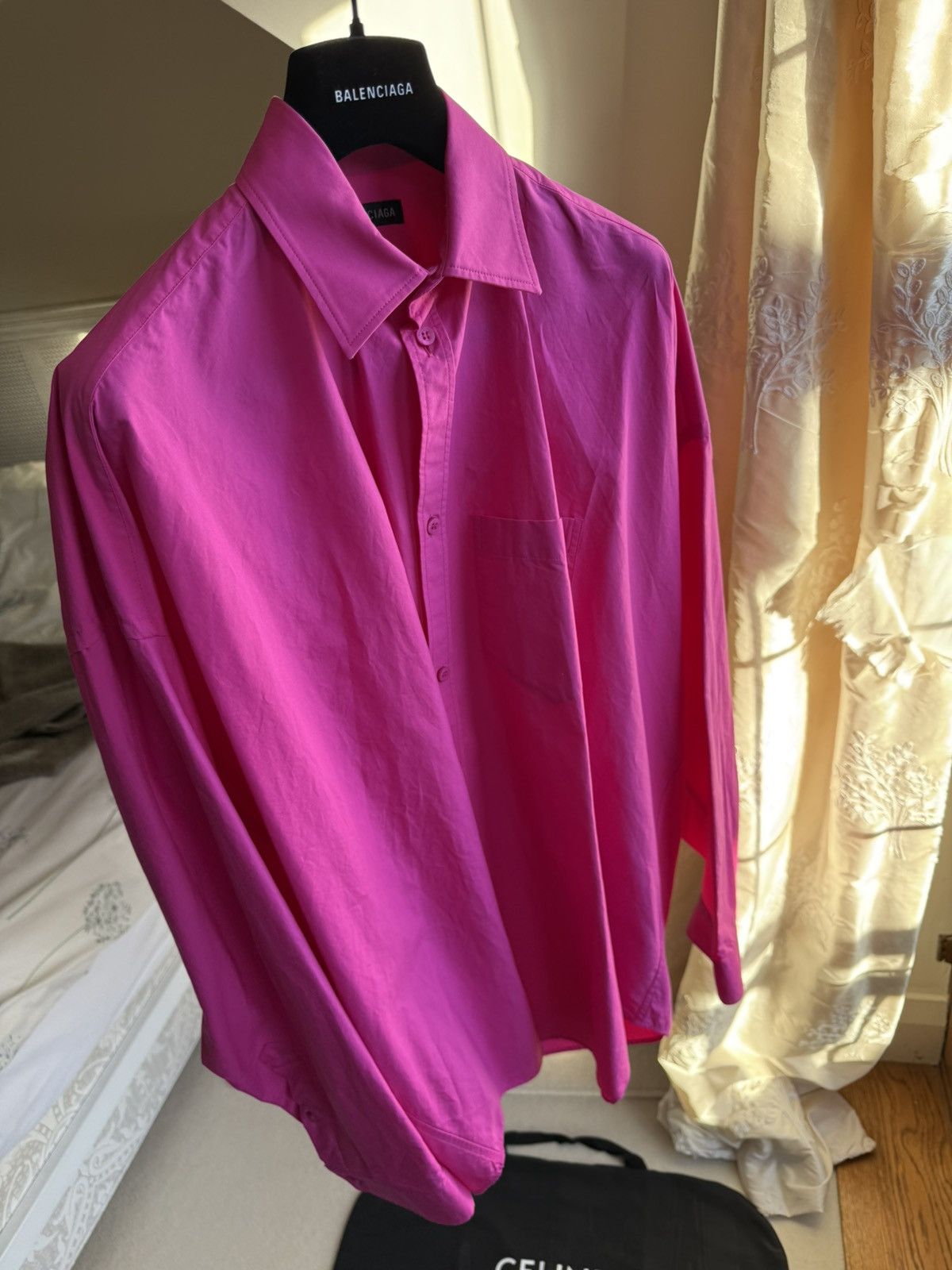 Balenciaga $1.3k FW23 Balenciaga Demna logo pink oversized shirt rare Size US L / EU 52-54 / 3 - 18 Thumbnail