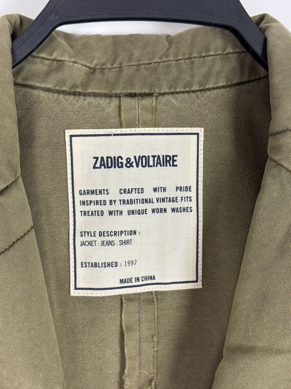 Zadig & Voltaire NWT Zadig&Voltaire Virginia Grunge Perm Khaki Jacket Size XS / US 0-2 / IT 36-38 - 7 Thumbnail
