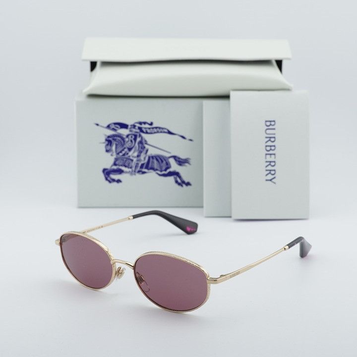 Burberry Burberry BE3169 11091A Sunglasses Gold Oval Frame, Violet Size ONE SIZE - 1 Thumbnail