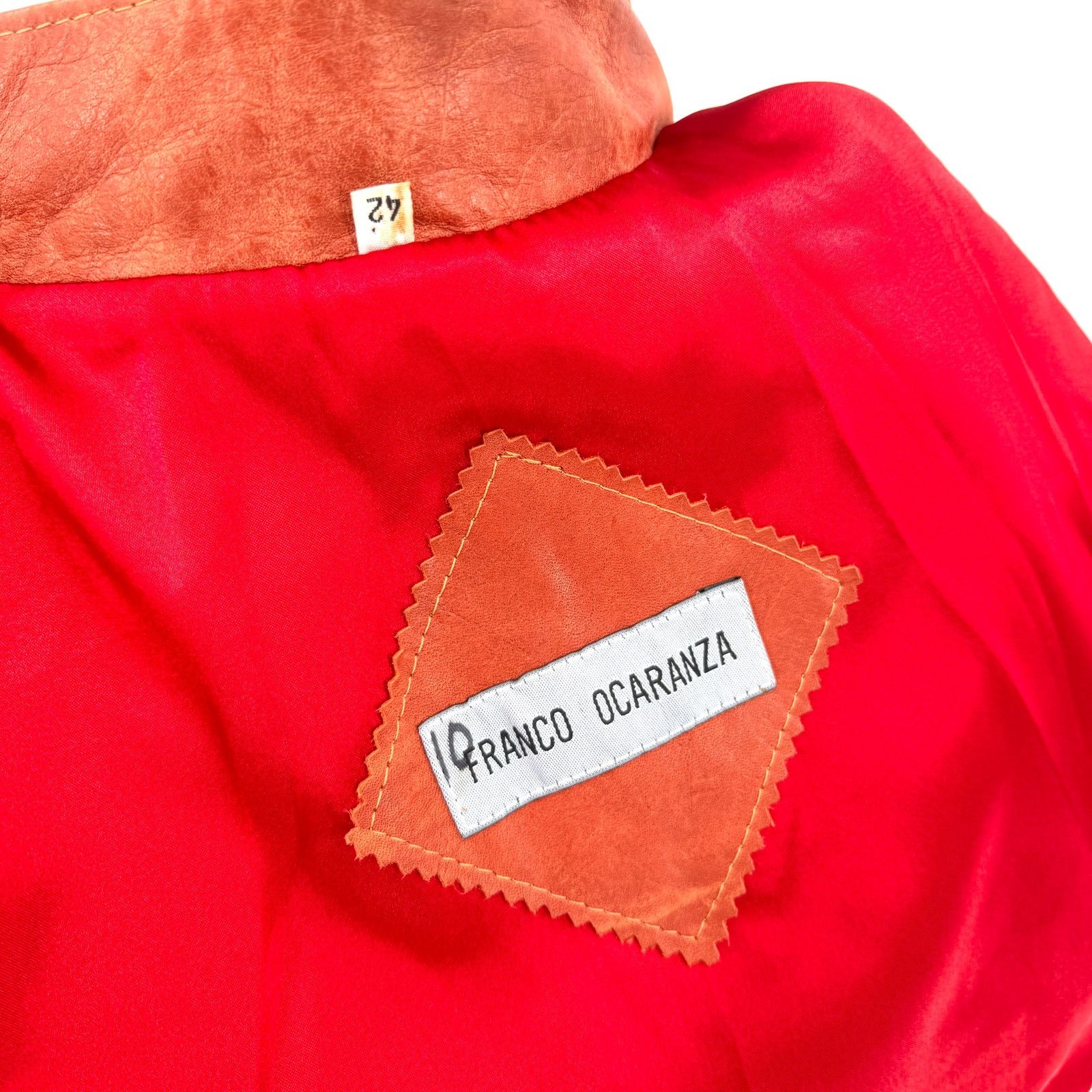 Vintage Vintage 90s Franco Ocaranza Red Genuine Leather Moto Jacket Size M / US 6-8 / IT 42-44 - 5 Thumbnail