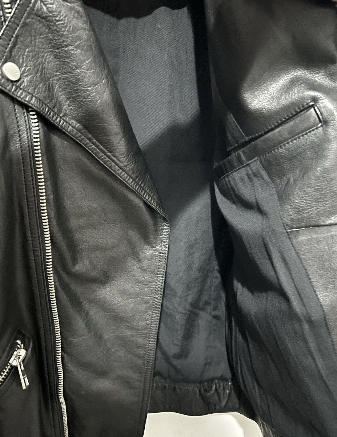 Allsaints Mens All Saints Hemsley Leather Biker Motorcycle cafe racer Size US M / EU 48-50 / 2 - 11 Thumbnail