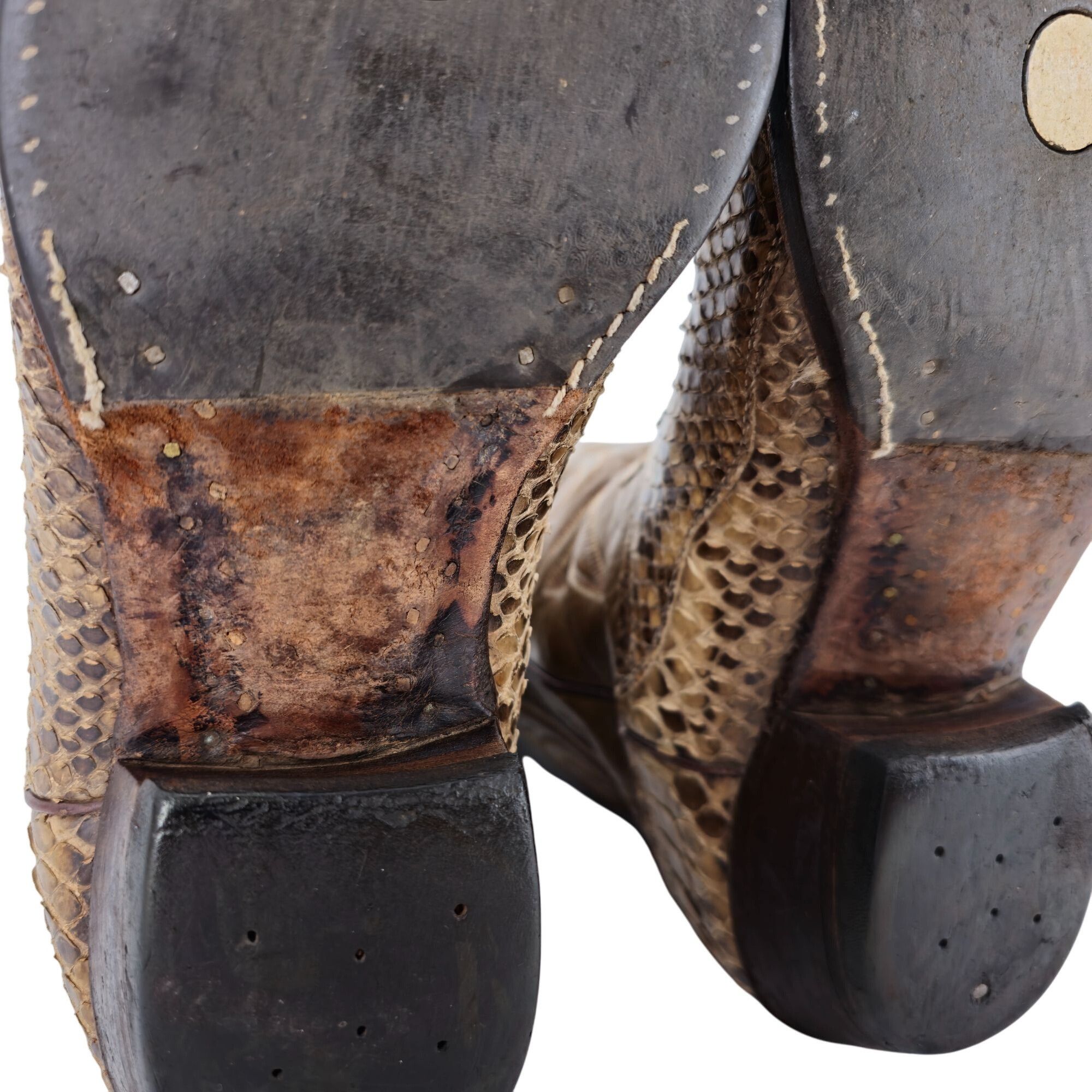 Justin Vintage Exotic Python Snakeskin Justin Mens 11D Brown Cowboy Size US 11 / EU 44 - 13 Thumbnail