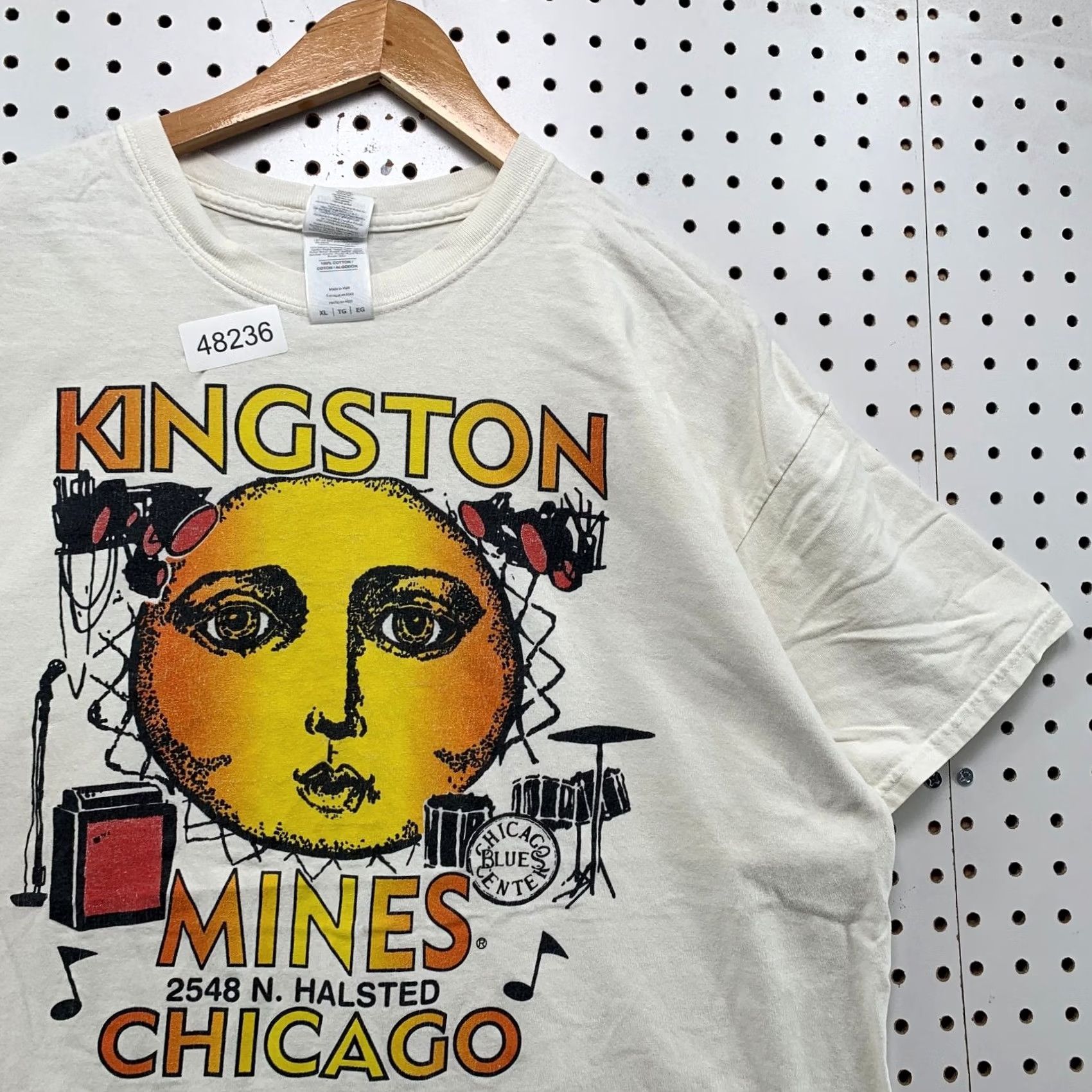 Gildan VINTAGE Kingston Mines Chicago T Shirt Mens XL White Reggae Music Shirt Size US XL / EU 56 / 4 - 7 Thumbnail