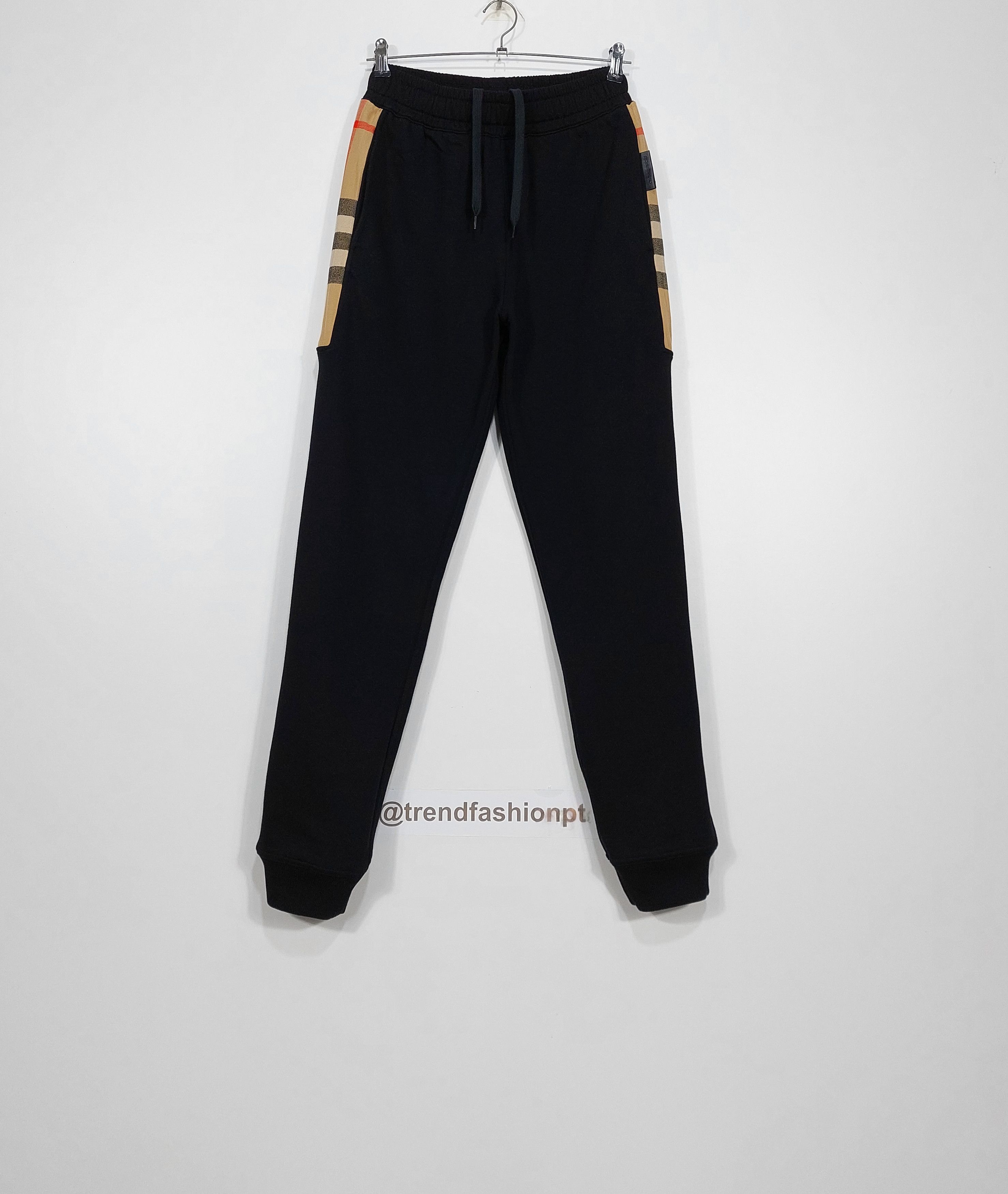 Burberry check-panelled track pants - black S Size US 32 / EU 48 - 1 Thumbnail
