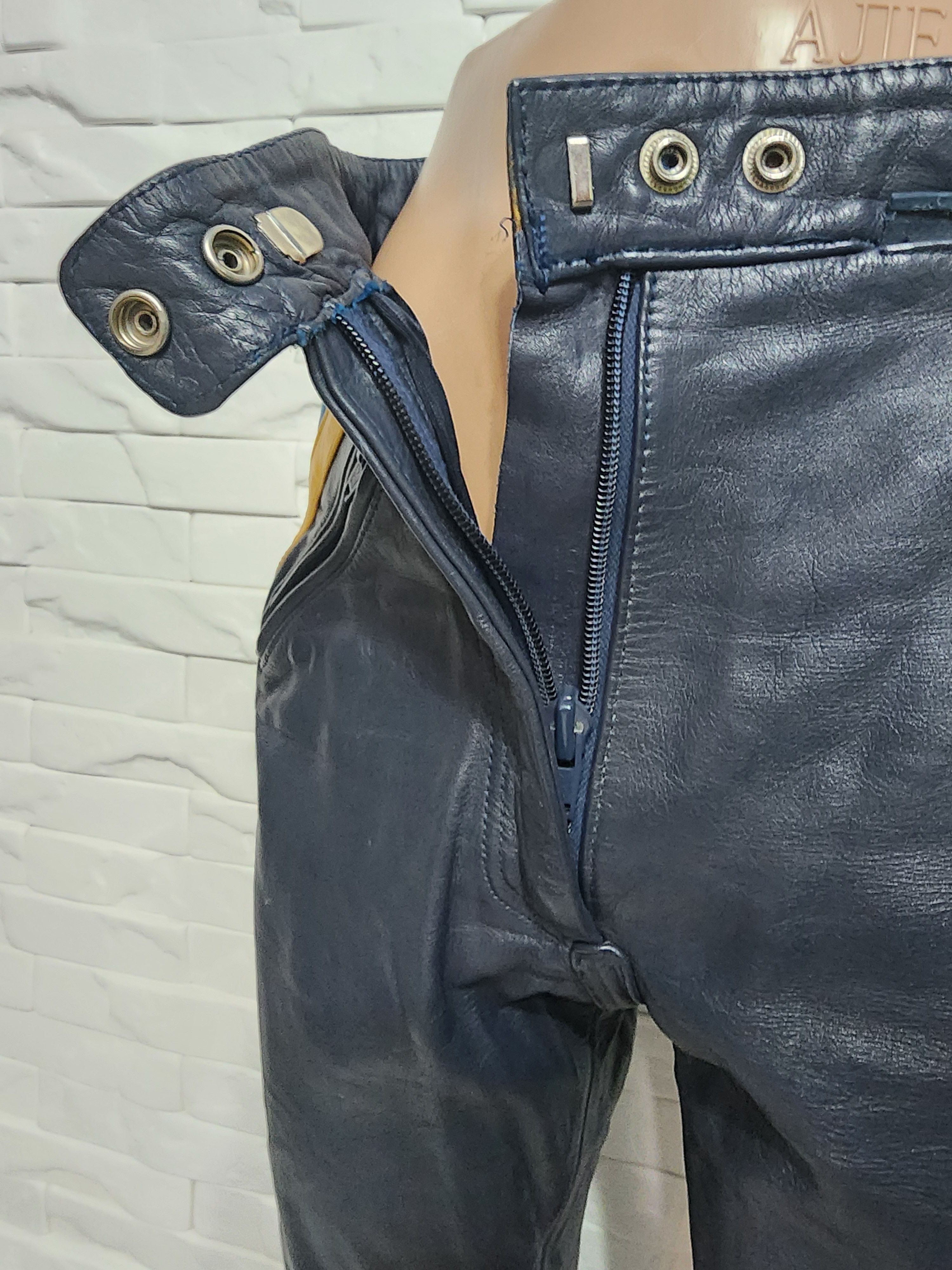 Genuine Leather Black leather biker pants for women. Size 27" / US 4 / IT 40 - 7 Thumbnail