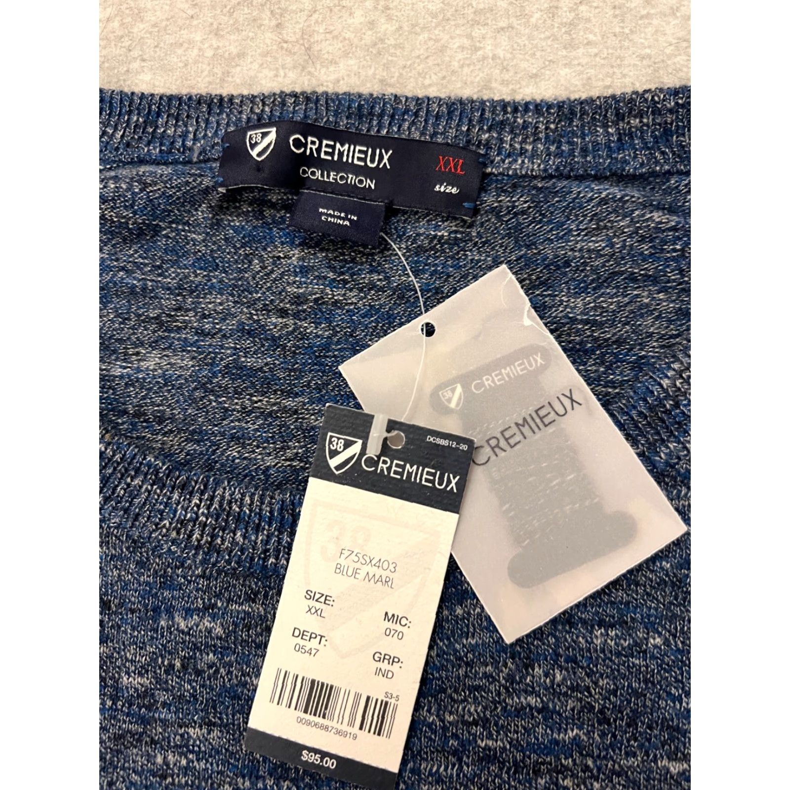 Cremieux Cremieux Men’s XXL Blue Marl Elbow Patch Cotton Knit Pullover Sweater NWT Size US XXL / EU 58 / 5 - 4 Thumbnail