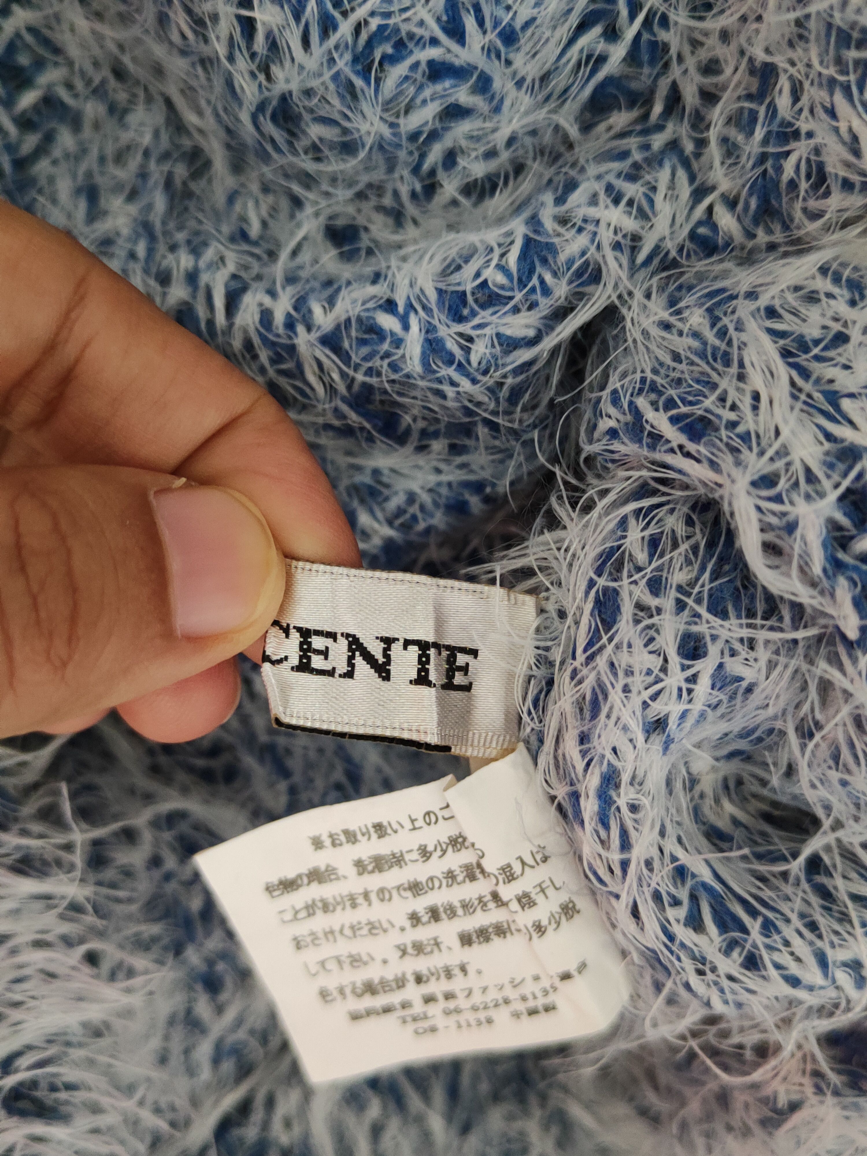Homespun Knitwear Innocente White Blue Shag Shaggy Fur Mohair Knitwear #S1966 Size M / US 6-8 / IT 42-44 - 12 Thumbnail