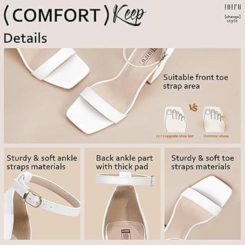 Other Idifu White Faux Leather Block Heel Ankle Strap Shoes 9 Size US 9 / IT 39 - 4 Thumbnail