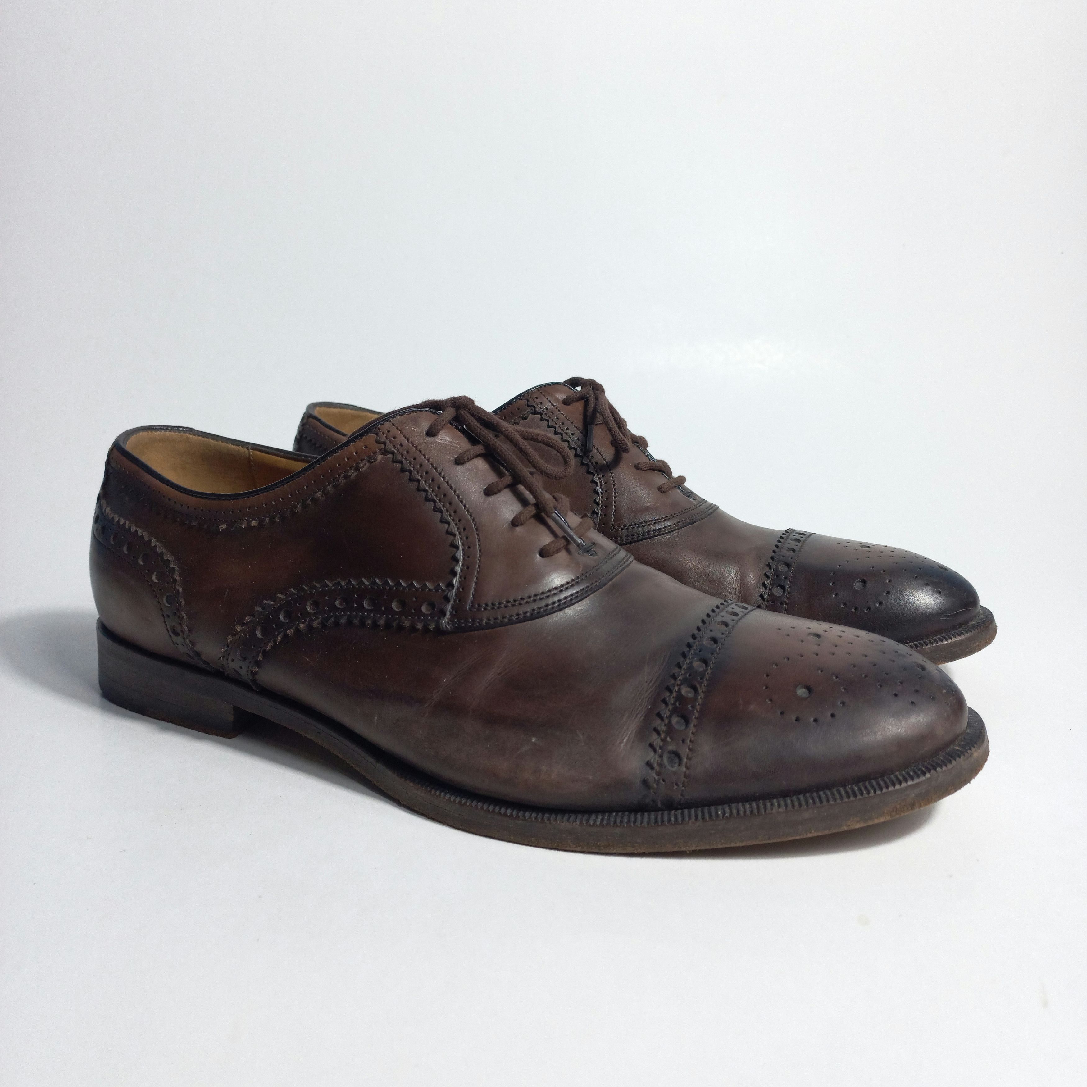 Gucci GUCCI Betis Glamour Oxford Brown Leather Shoes Size US 8.5 / EU 41-42 - 2 Thumbnail