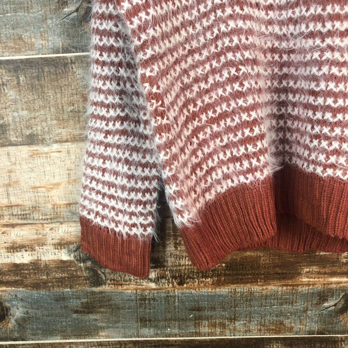 Homespun Knitwear DL Lips Red Mohair shaggy fur Knitwear #C322 Size S / US 4 / IT 40 - 7 Thumbnail