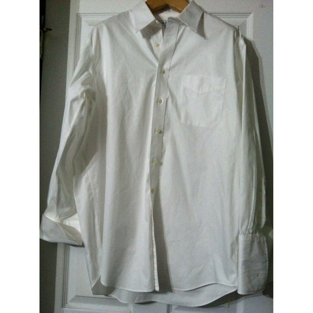 Paul Fredrick PAUL FREDRICK MENS WHITE 100%COTTON DRESS SHIRT SIZE:16.5/33 Size US L / EU 52-54 / 3 - 1 Thumbnail