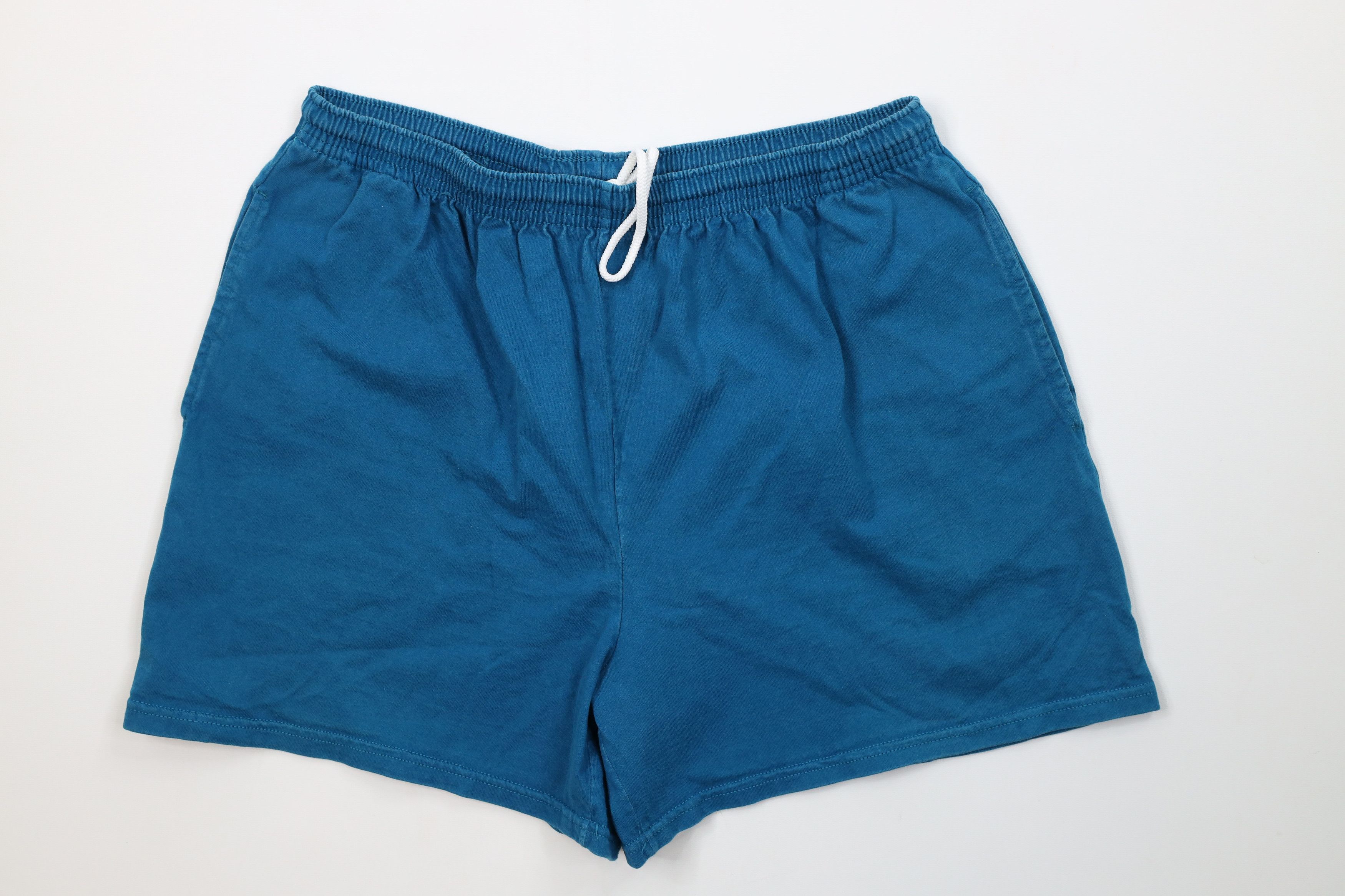 Vintage Vintage 90s Streetwear Blank Cotton Above Knee Shorts Blue Size US 36 / EU 52 - 1 Thumbnail