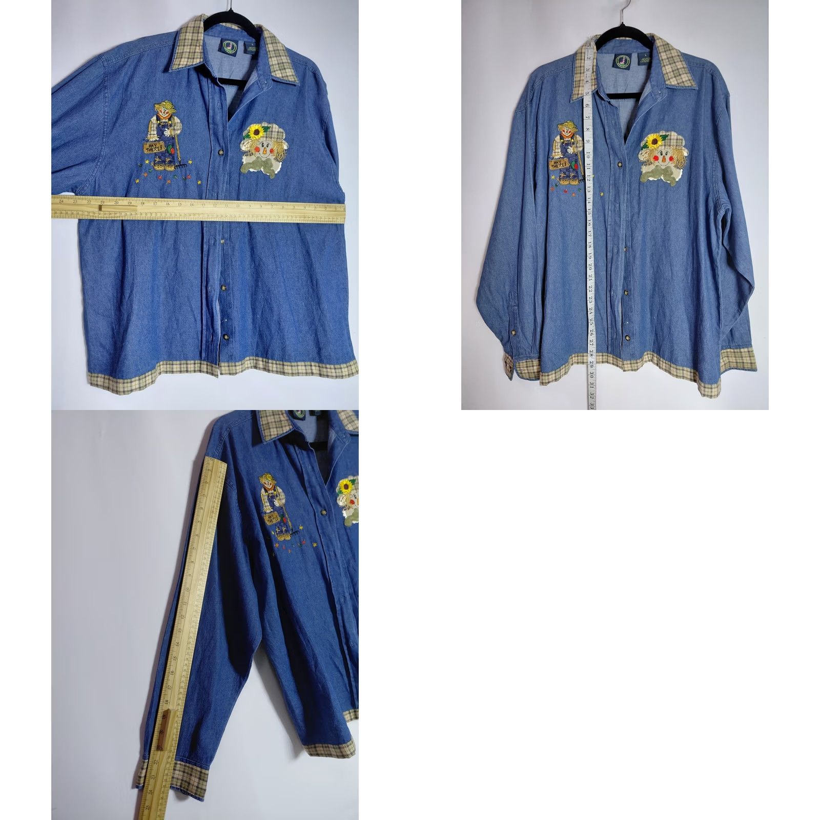 Vintage Lighthouse Apparel Embroidered Denim Shirt Women Size L Blue Solid Long Sleeve Size L / US 10 / IT 46 - 8 Thumbnail