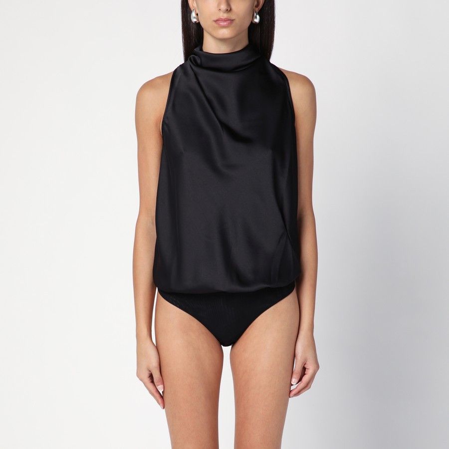 o1d2blof1024 Sleeveless Bodysuit In Black