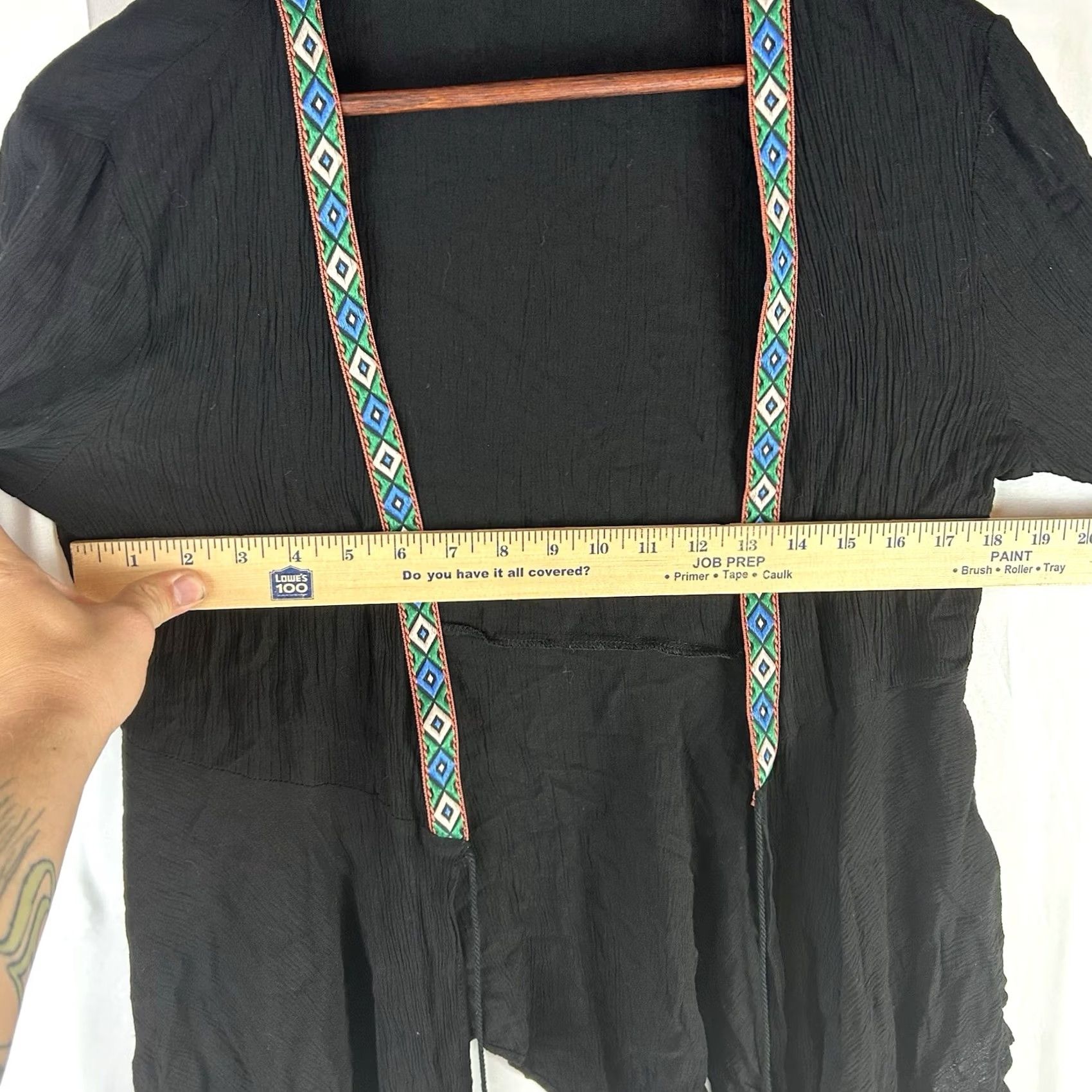 Vintage ENTRO Cardigan Kimono Medium Black Southwestern BOHO Trim Embroidery Size Size M / US 6-8 / IT 42-44 - 7 Thumbnail