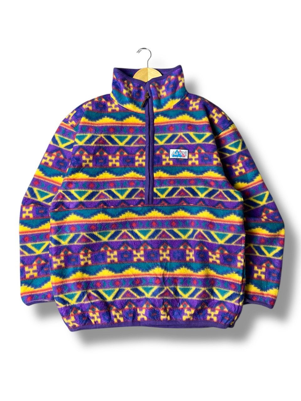 Japanese Brand APPI Tribal Patterned Half-Zip Fleece Jacket (135) Size US M / EU 48-50 / 2 - 1 Thumbnail