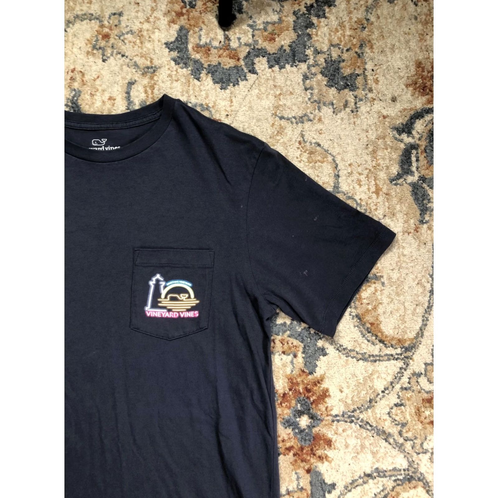 Vineyard Vines Vineyard Vines Shirt Mens Small Blue Pocket Martha's Vineyard Neon Graphic Tee Size US S / EU 44-46 / 1 - 4 Thumbnail