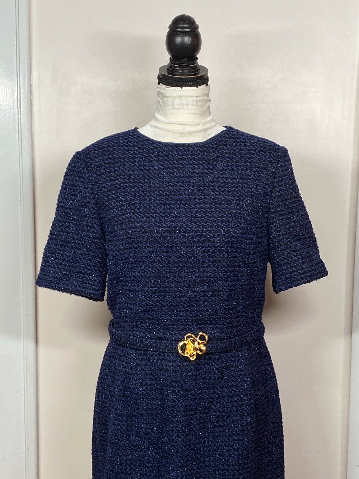 Oscar De La Renta OSCAR DE LA RENTA Lurex Check Tweed Pencil Dress size 14 Size XL / US 12-14 / IT 48-50 - 5 Thumbnail