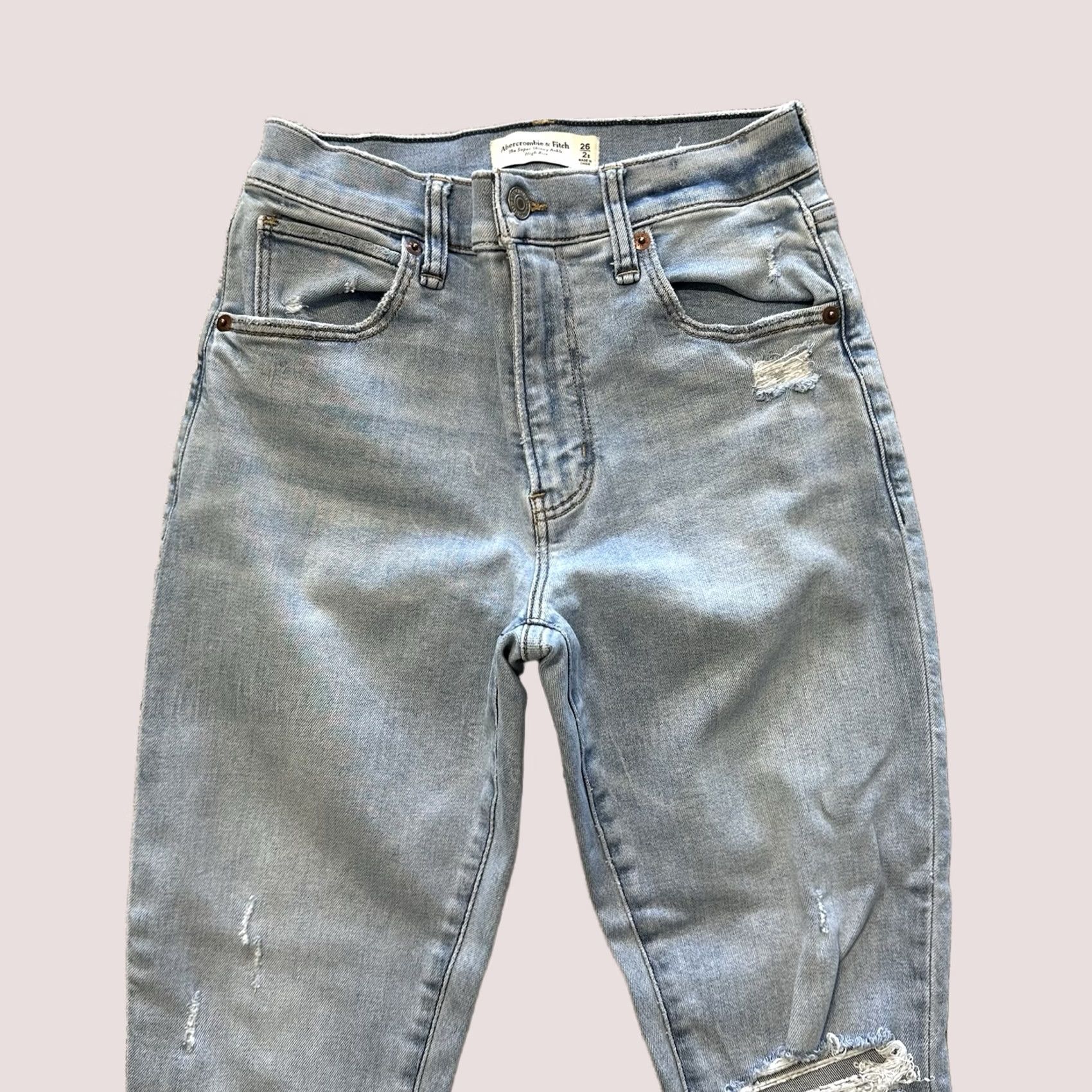 Abercrombie & Fitch Abercrombie & Fitch Jeans Womens 2 26x25 Super Skinny High Rise Distressed Denim 5-Pocket Size 26" / US 2 / IT 38 - 1 Thumbnail