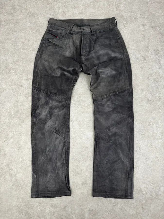 Diesel Diesel Grey Eroded Leather Studded Pants Size US 32 / EU 48 - 4 Thumbnail