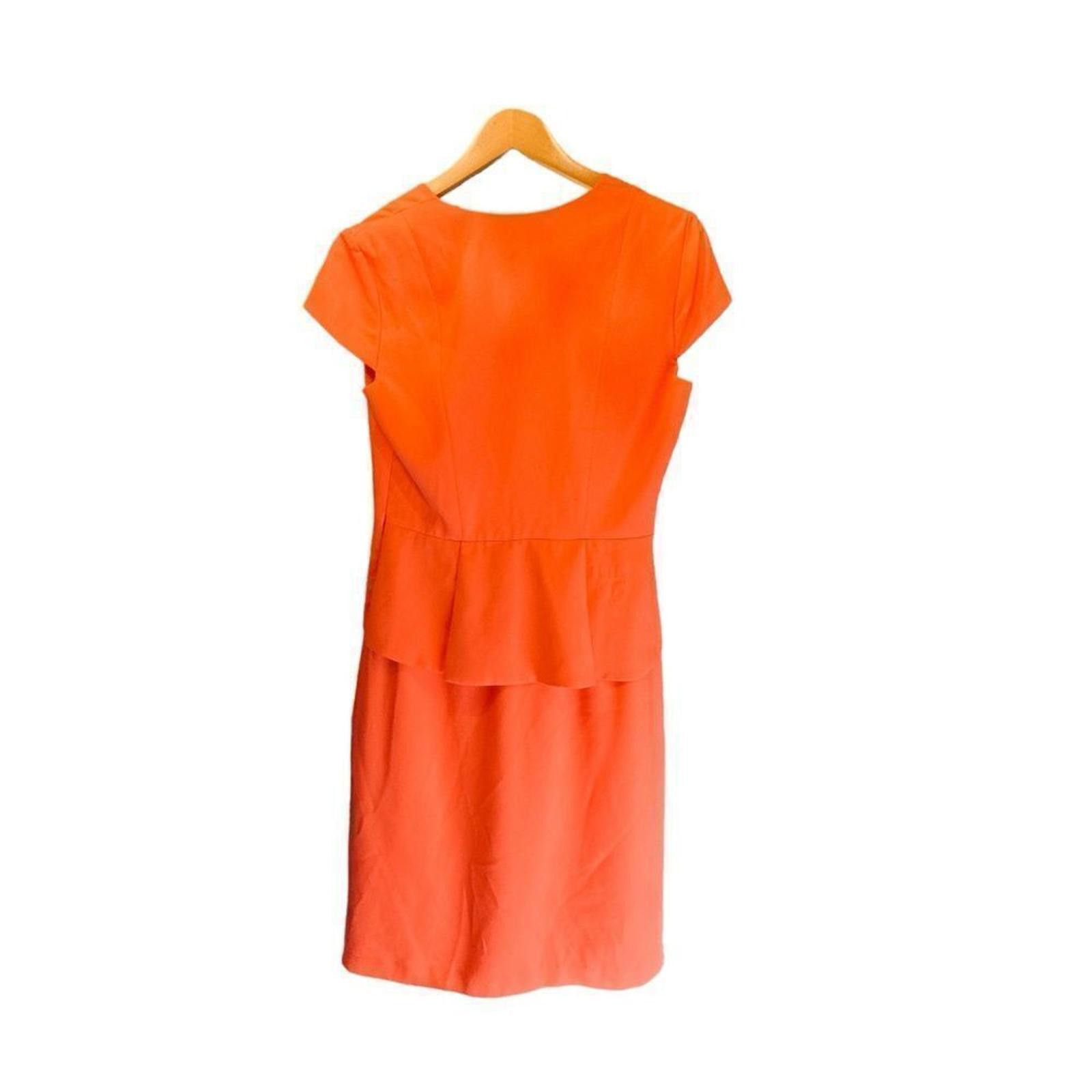 Designer Tahari. Women’s Pastel Orange Ruffle Midi Dress. Size 8. Size M / US 6-8 / IT 42-44 - 5 Thumbnail