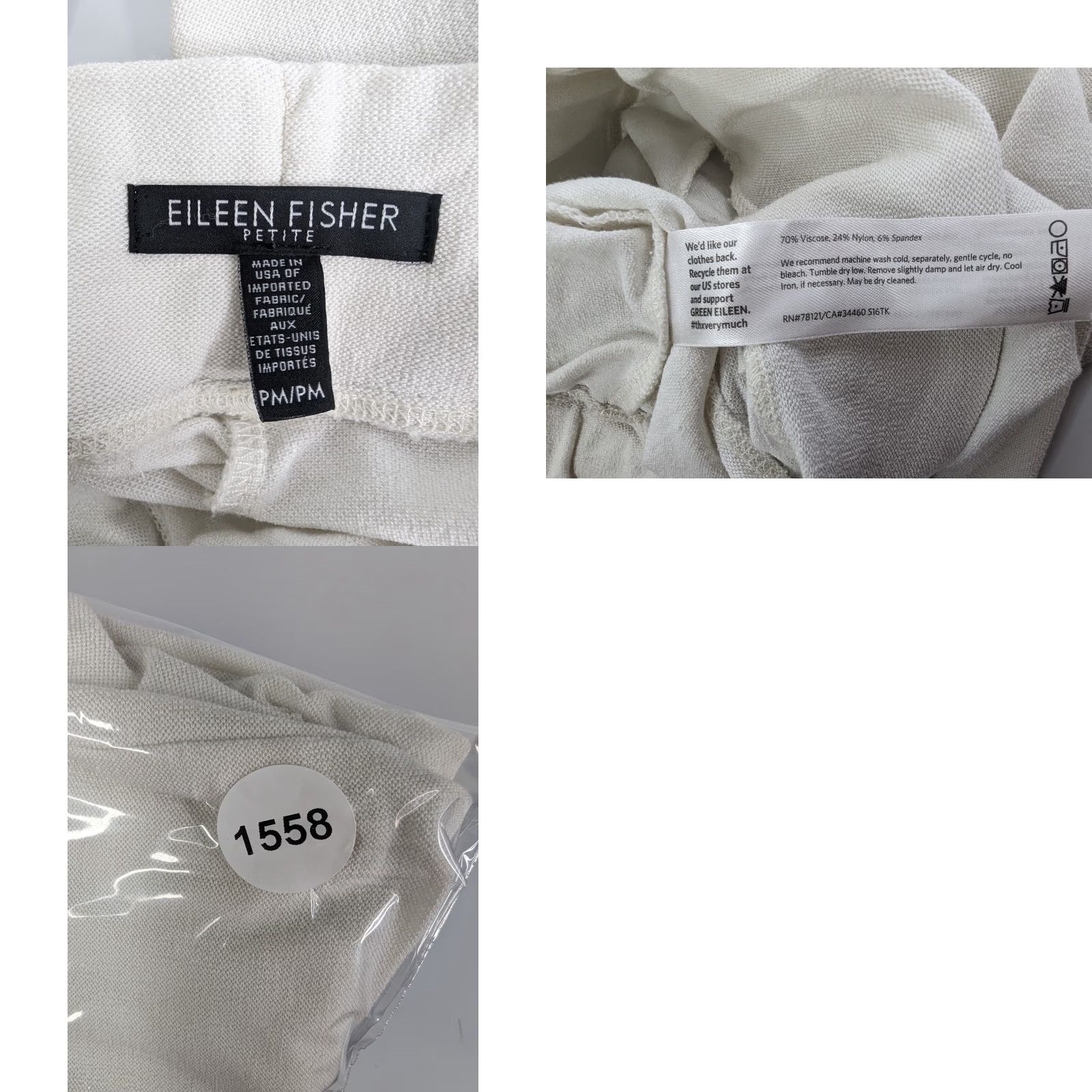Eileen Fisher EILEEN FISHER Capri Pants Petite Small Stretch Crepe Straight Leg White USA Size 28" / US 6 / IT 42 - 9 Thumbnail