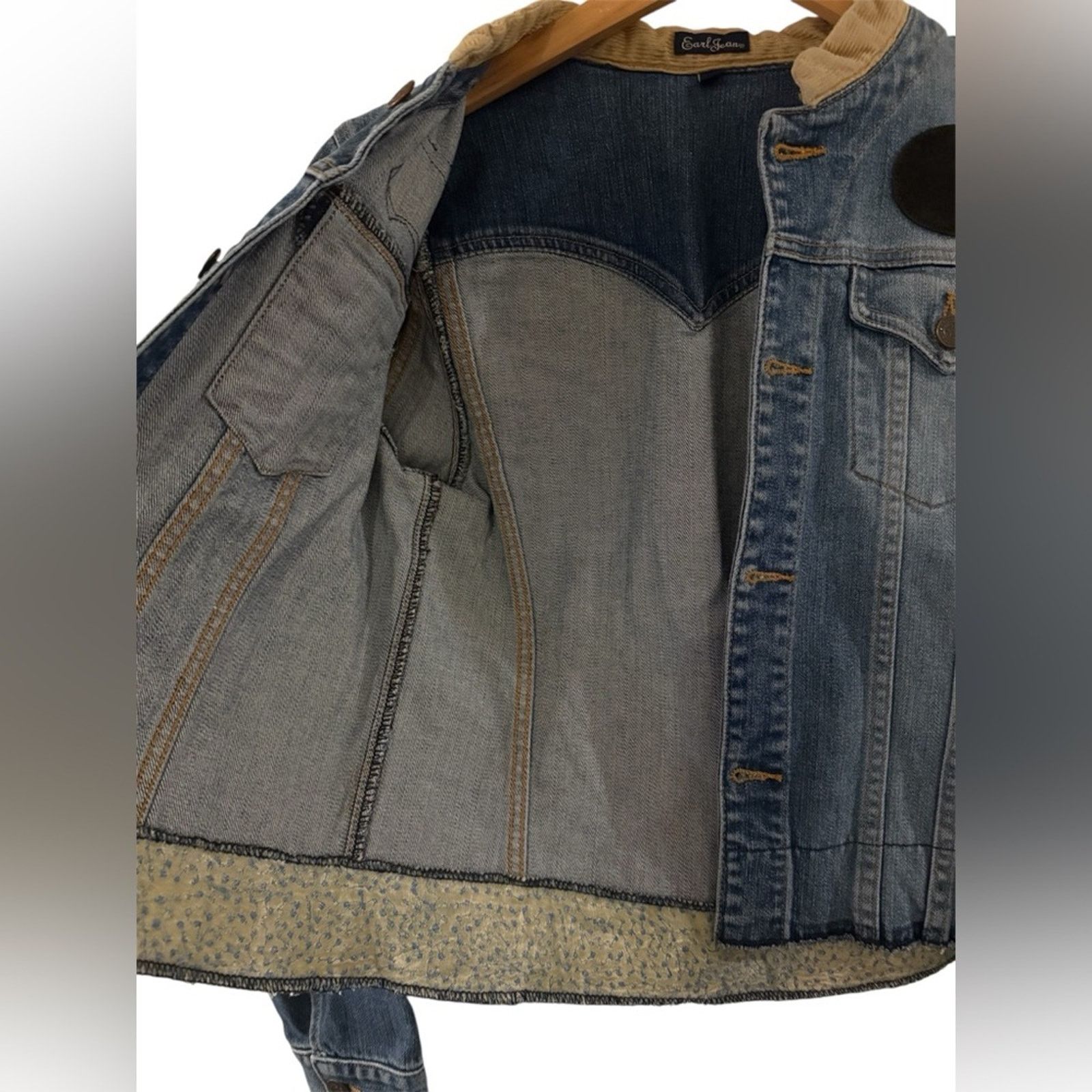 Vintage Earl Jean Crop Denim Jacket Western Americana Patchwork Y2K Size M / US 6-8 / IT 42-44 - 3 Thumbnail